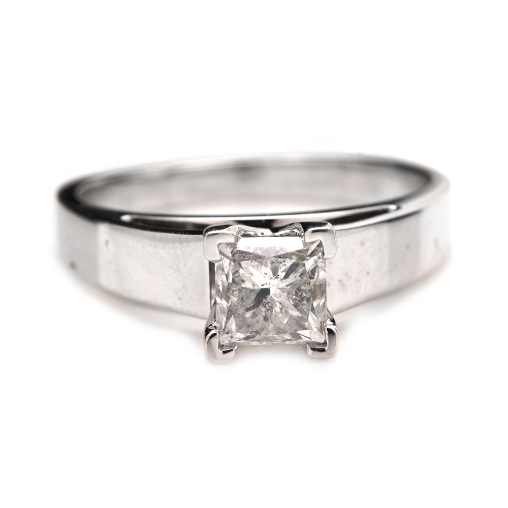 Rosy Blue 14K White Gold Diamond Ring