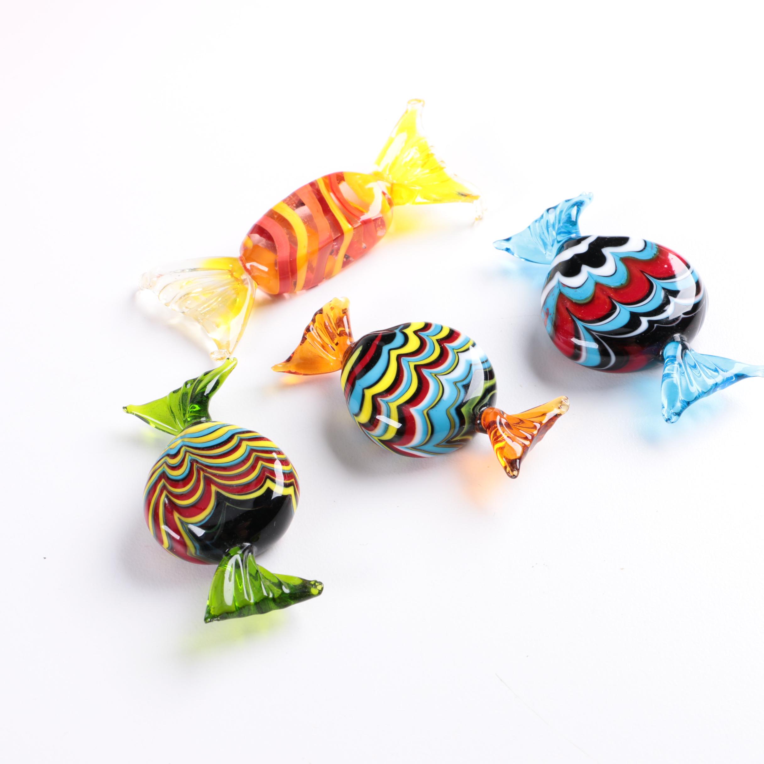Blown Glass Bowls and Murano Glass Wrapped Candies