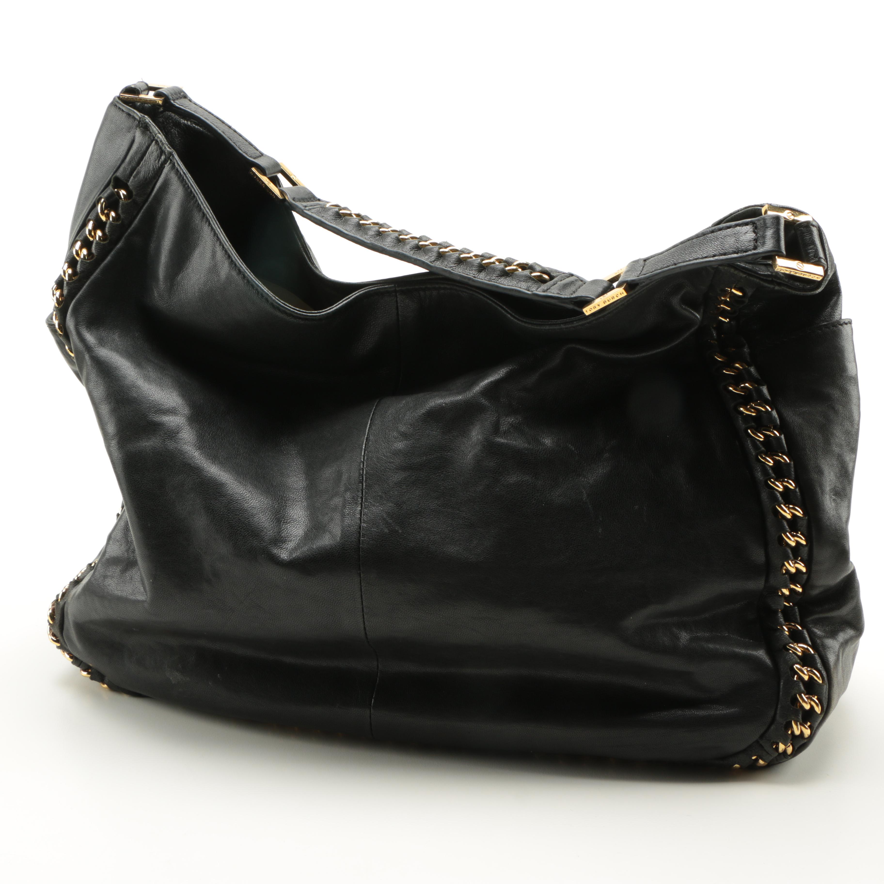 Black Leather Tory Burch Purse