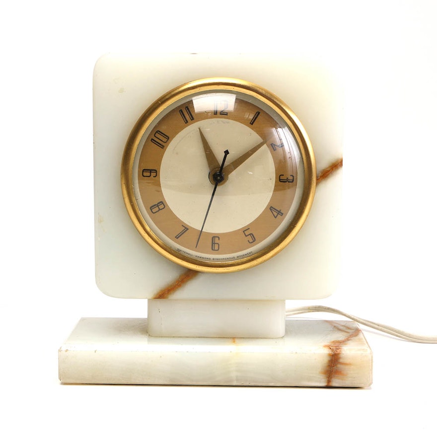 Vintage Whitehall Hammond Agate Desk Clock
