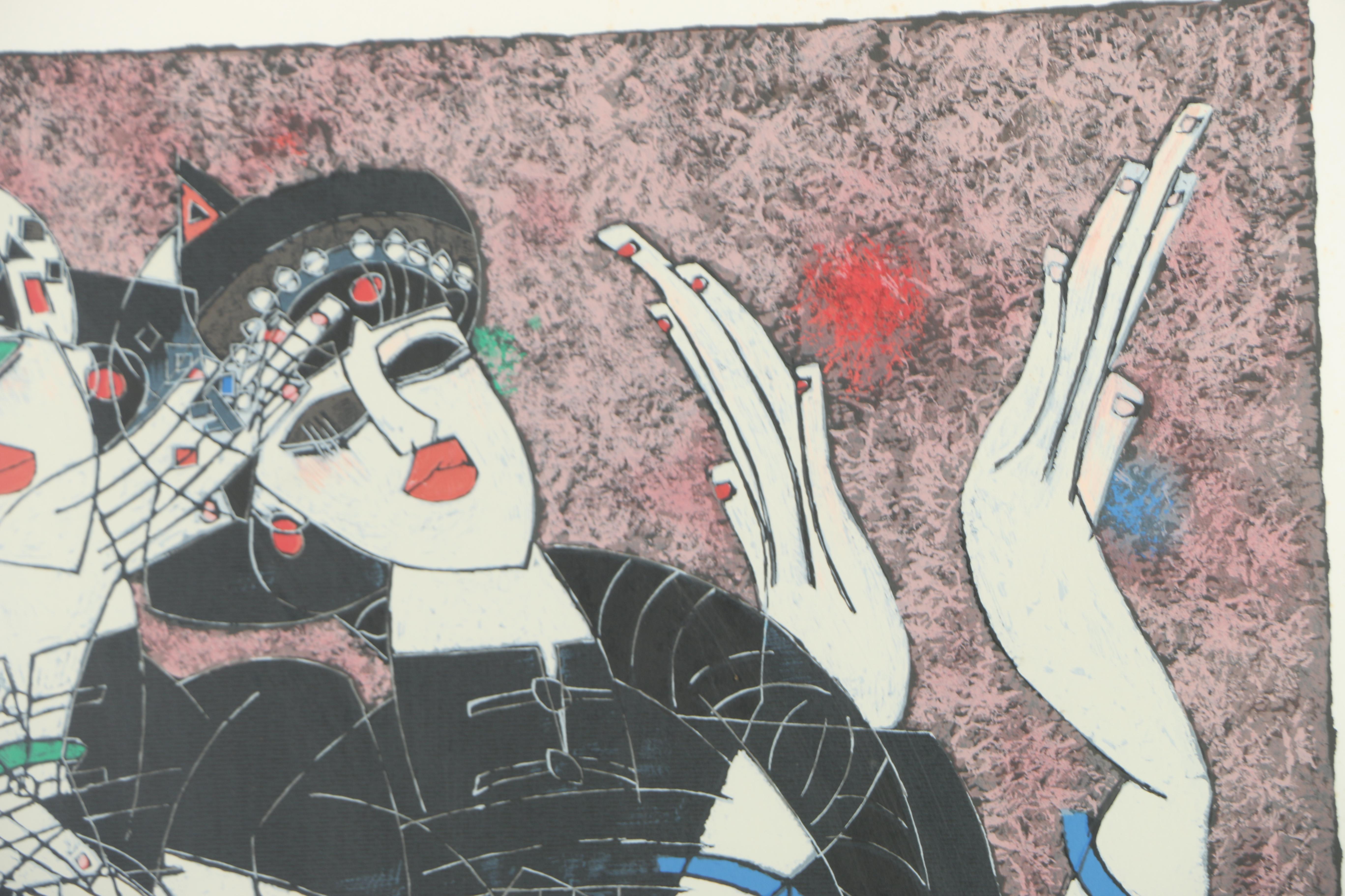 Jiang Tie-Feng Signed Limited Edition Serigraph on Paper "Moonlight Dance"