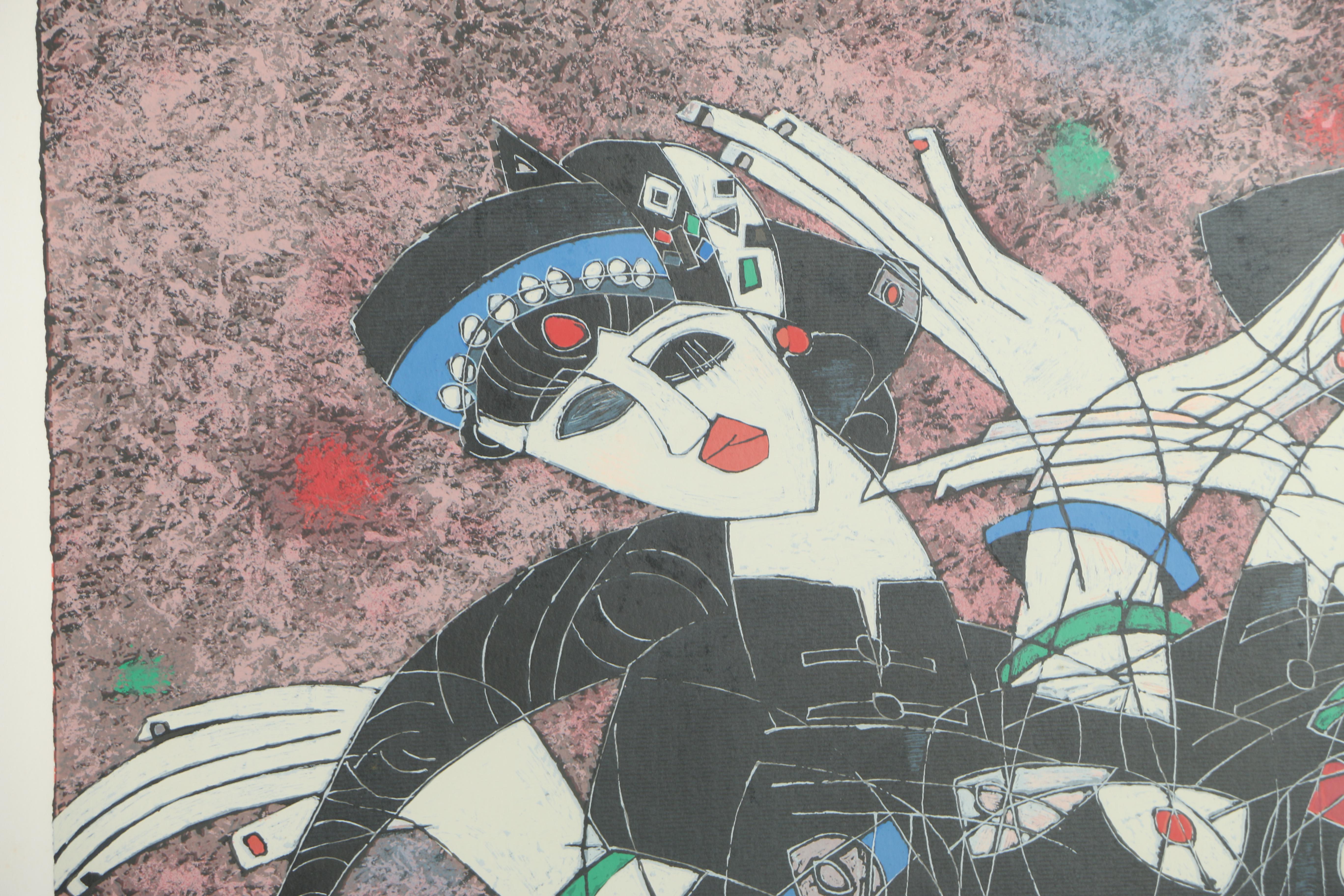 Jiang Tie-Feng Signed Limited Edition Serigraph on Paper "Moonlight Dance"