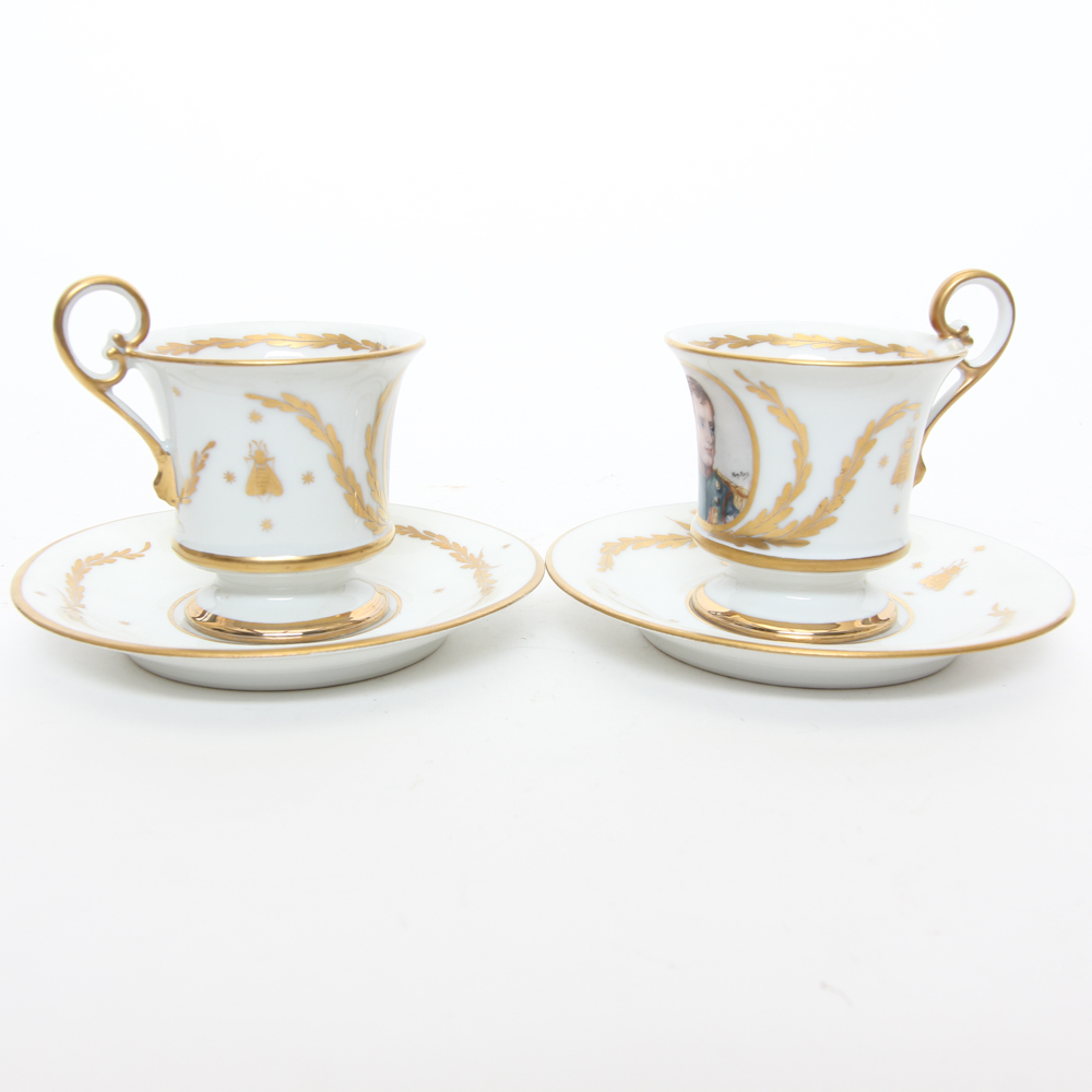 Hand-Painted Demitasse Depicting Napoleon and Marie Louise