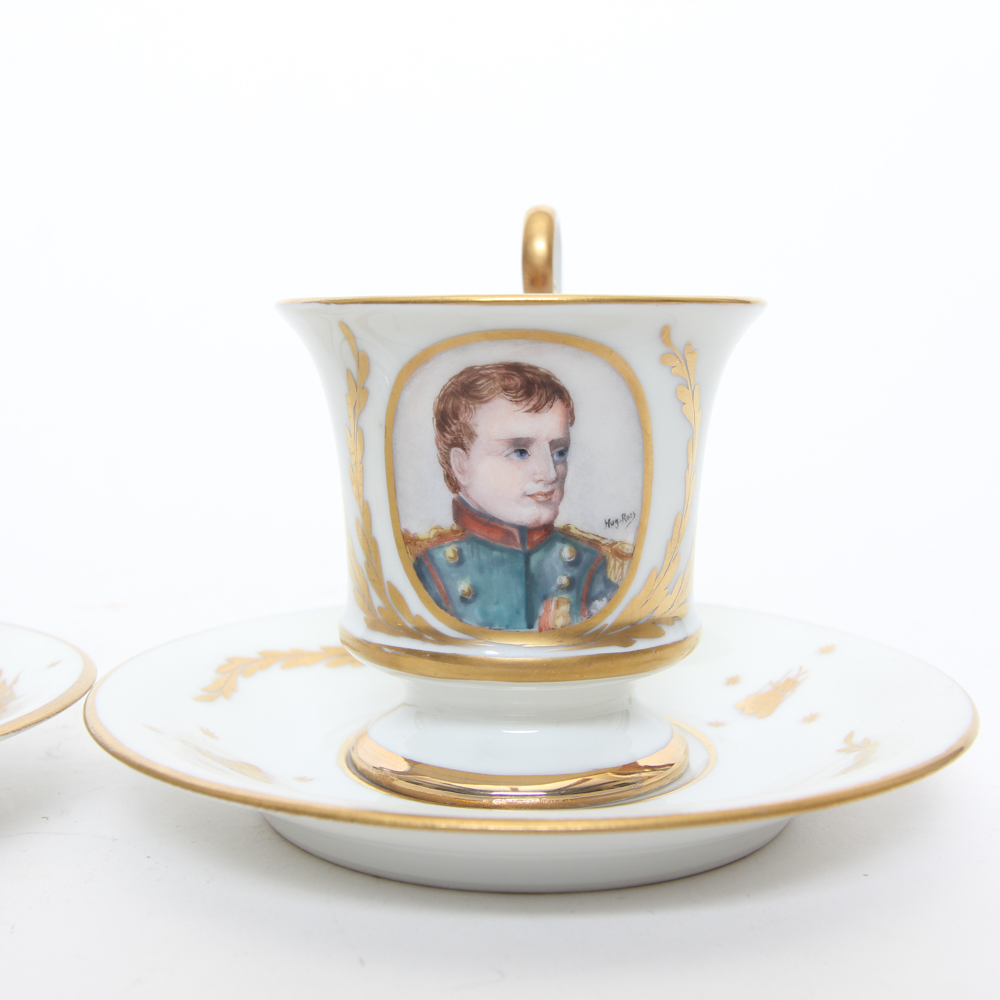 Hand-Painted Demitasse Depicting Napoleon and Marie Louise