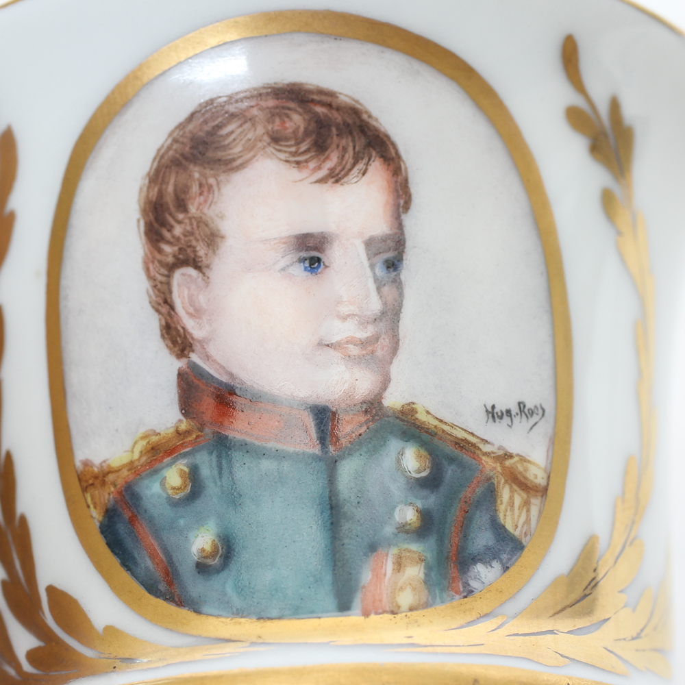 Hand-Painted Demitasse Depicting Napoleon and Marie Louise