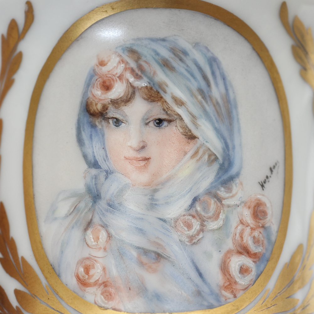Hand-Painted Demitasse Depicting Napoleon and Marie Louise