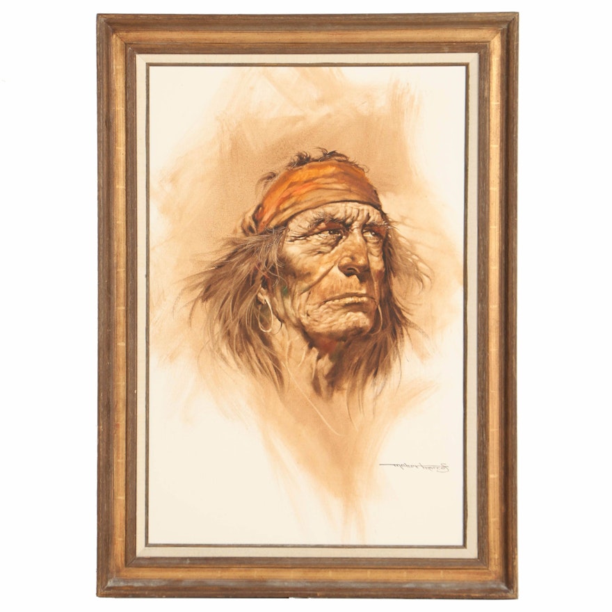 Maher Marcos Oil On Canvas Native American Portrait