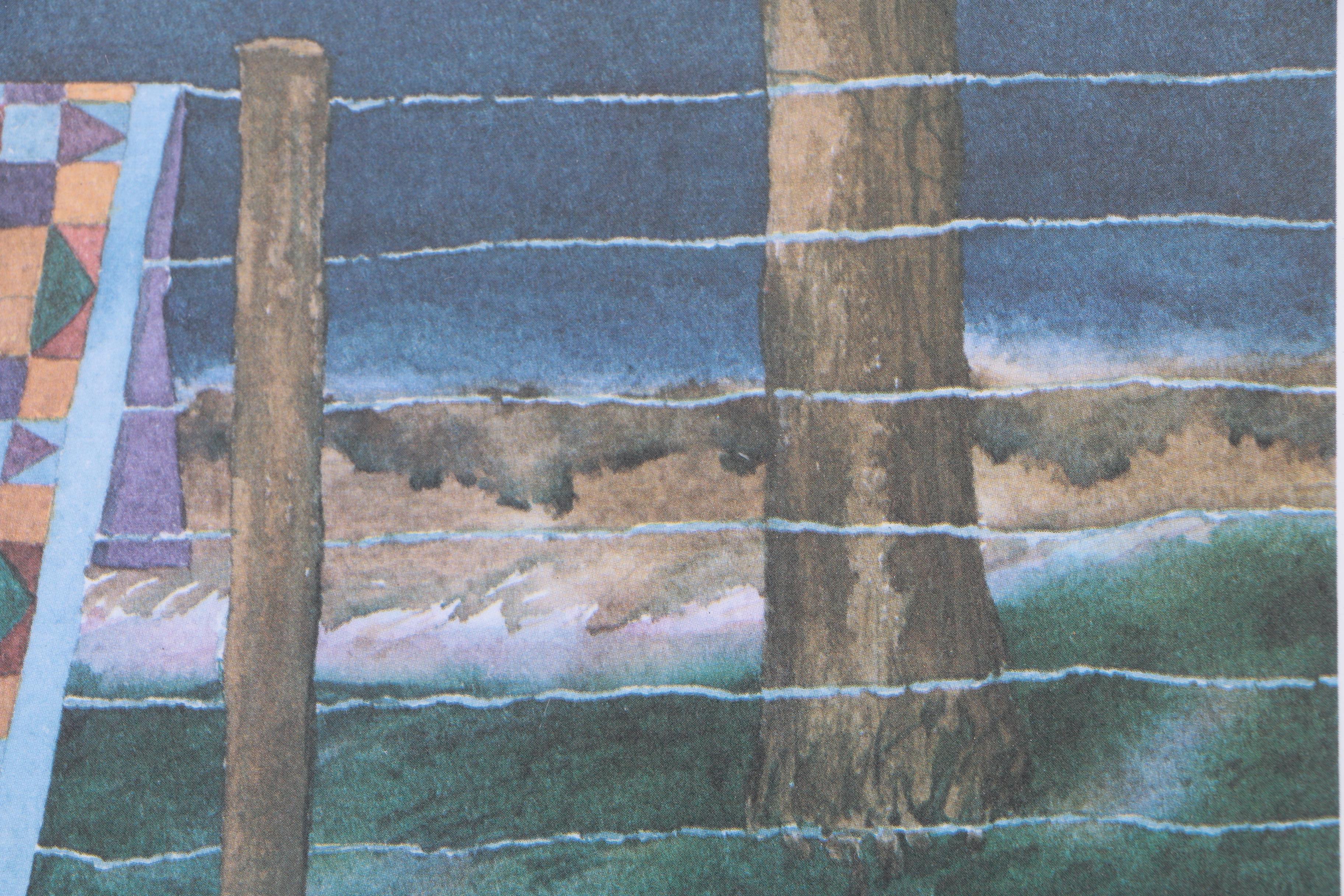 Connie Bieber Limited Edition Offset Lithograph "Sheep and Quilt"