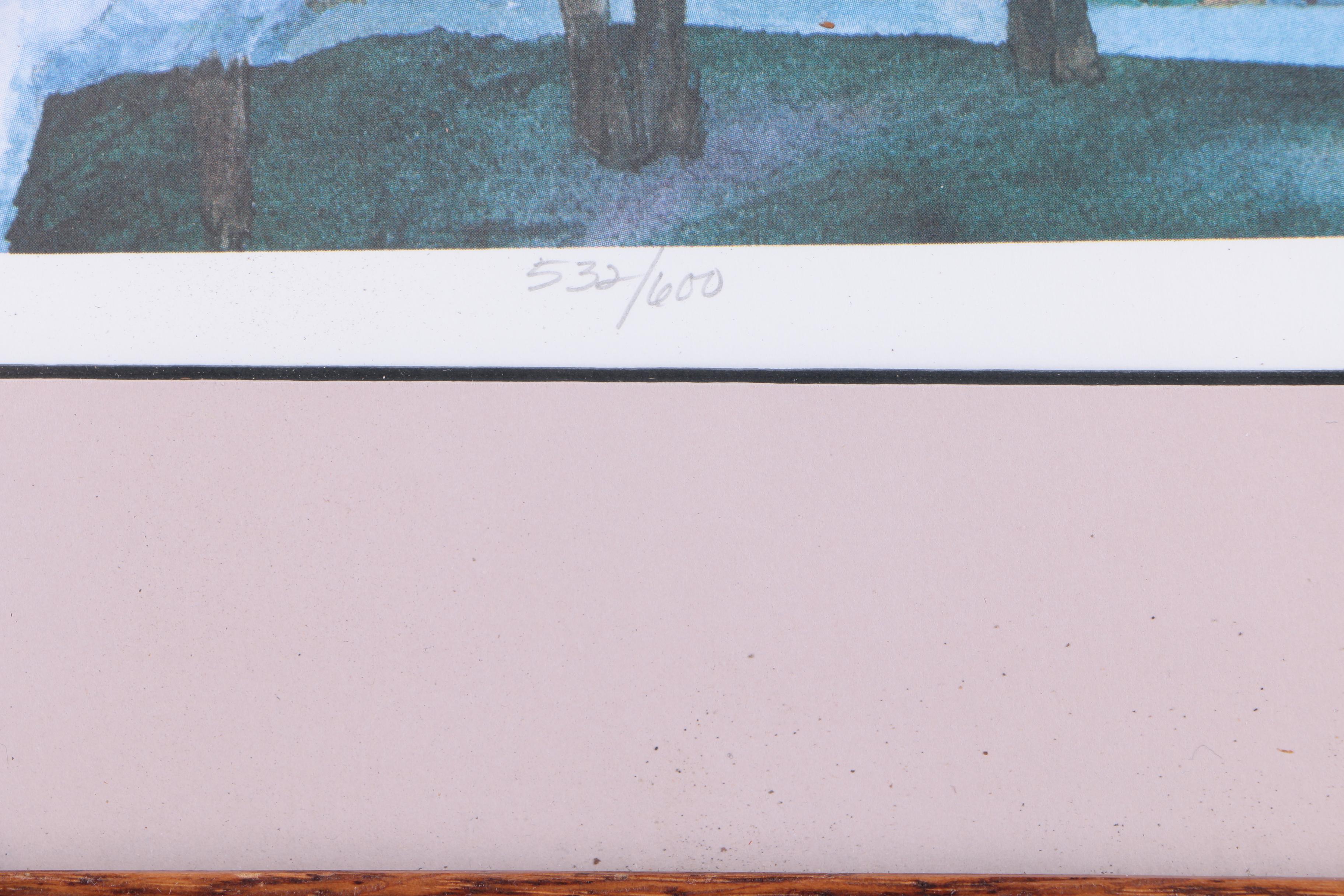 Connie Bieber Limited Edition Offset Lithograph "Sheep and Quilt"