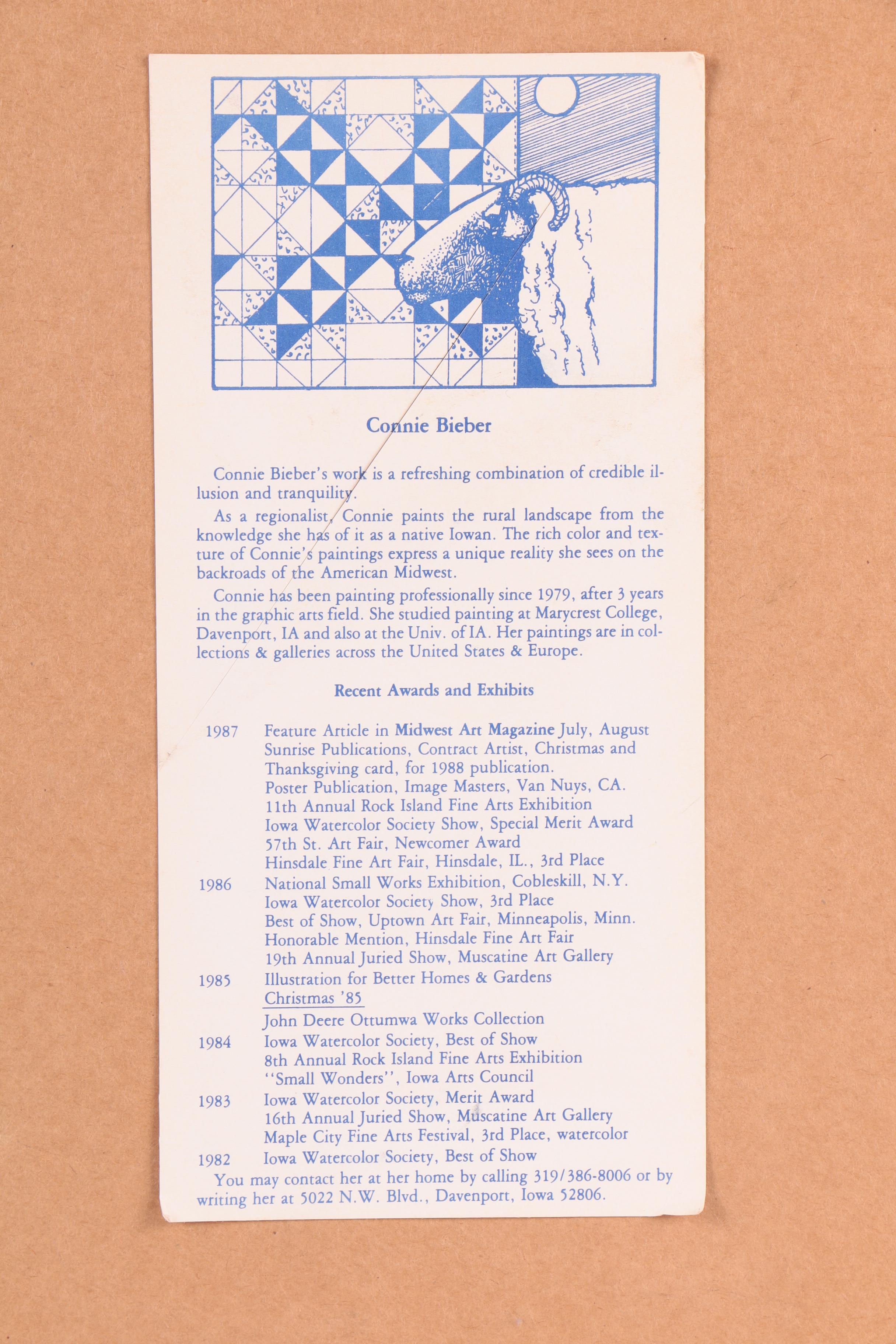 Connie Bieber Limited Edition Offset Lithograph "Sheep and Quilt"