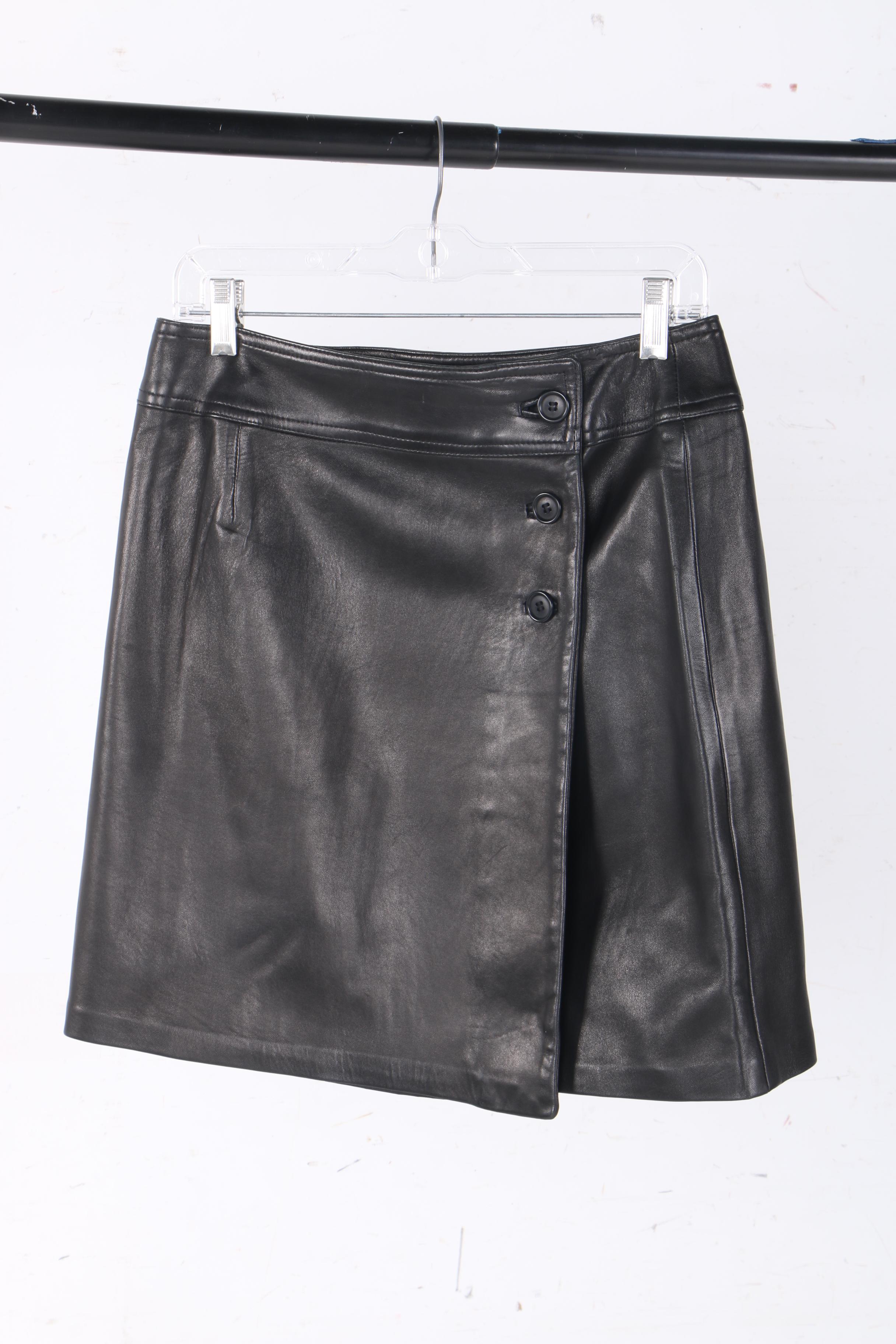 Two Black Leather Skirts