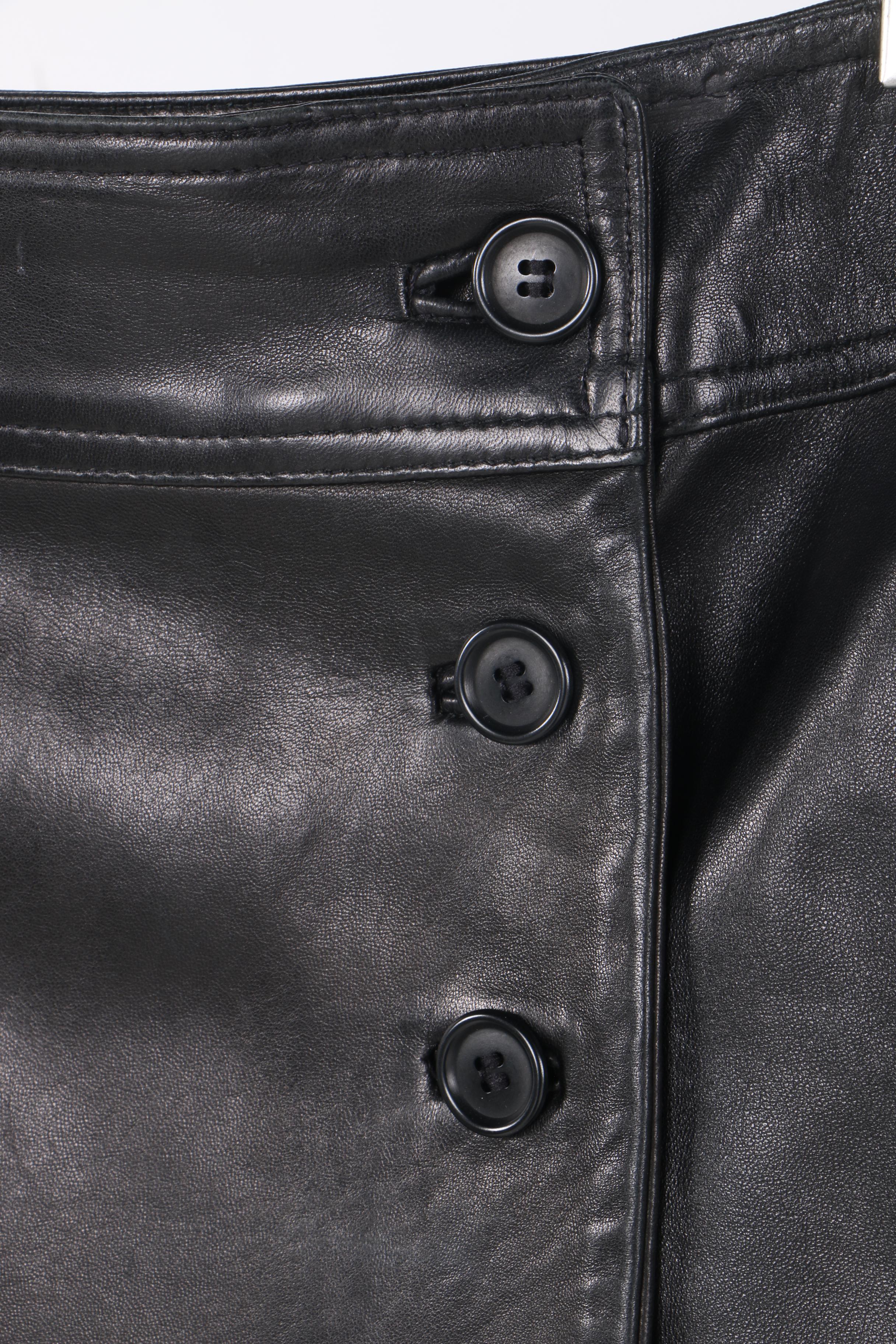 Two Black Leather Skirts