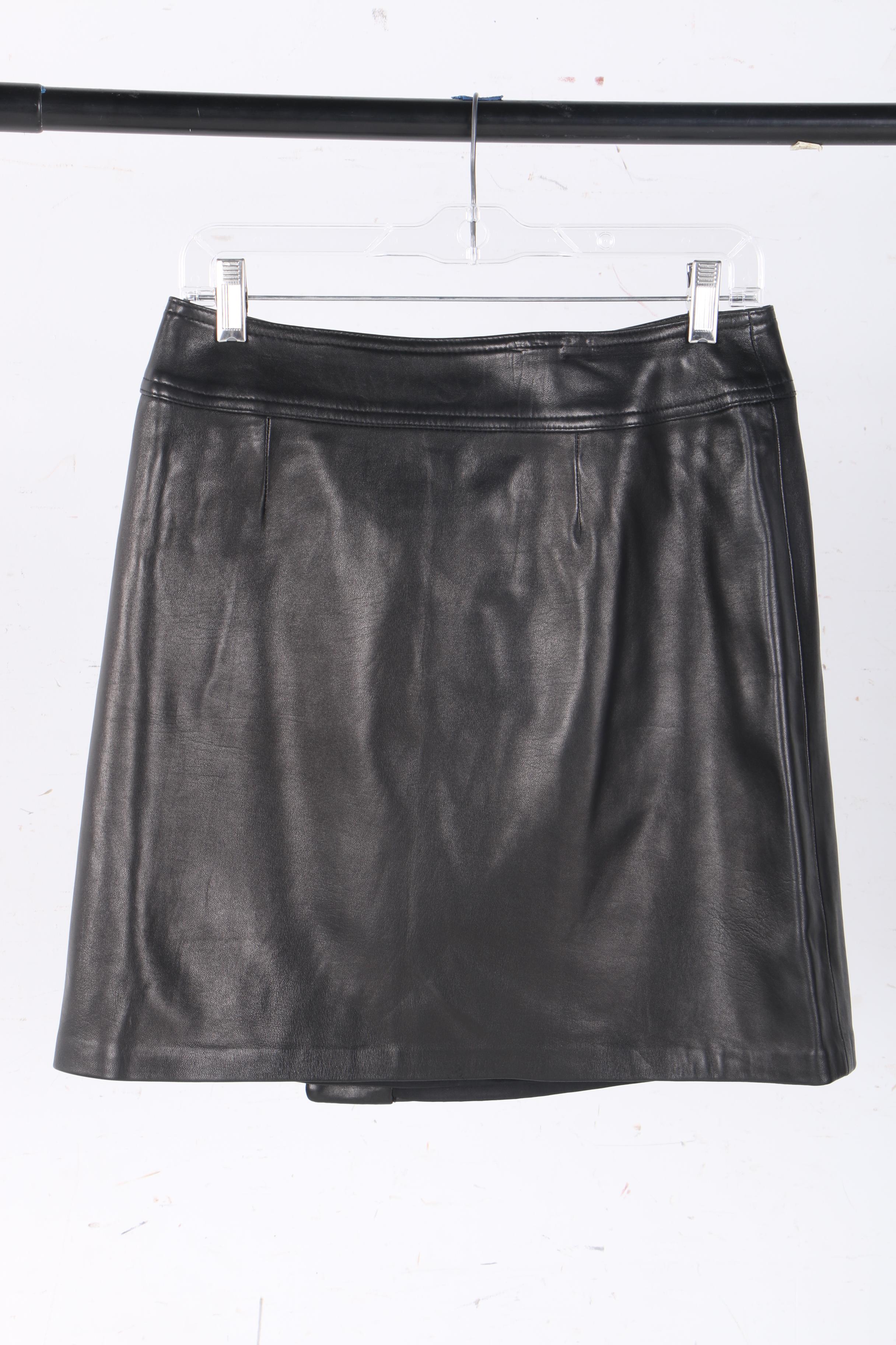 Two Black Leather Skirts