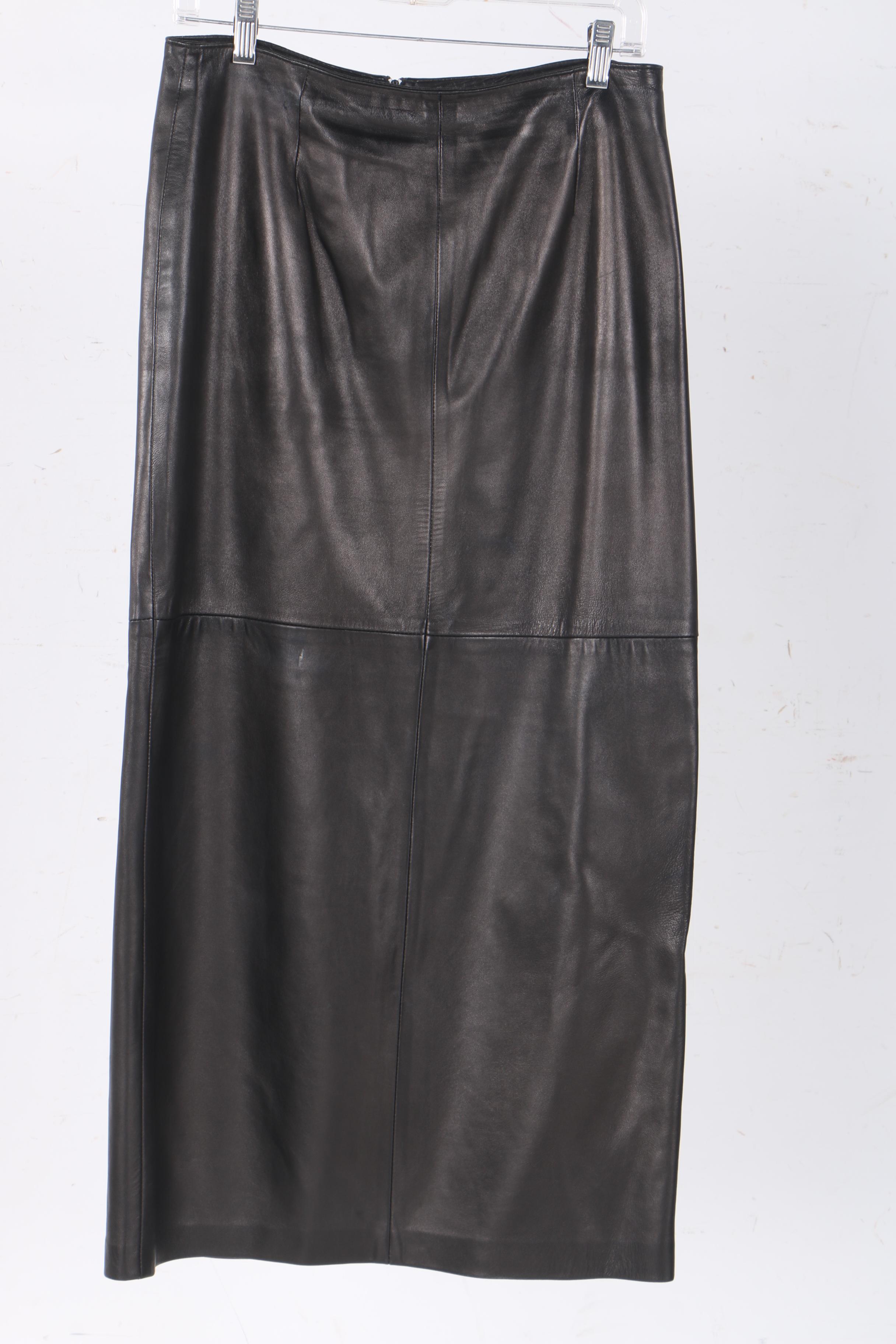 Two Black Leather Skirts