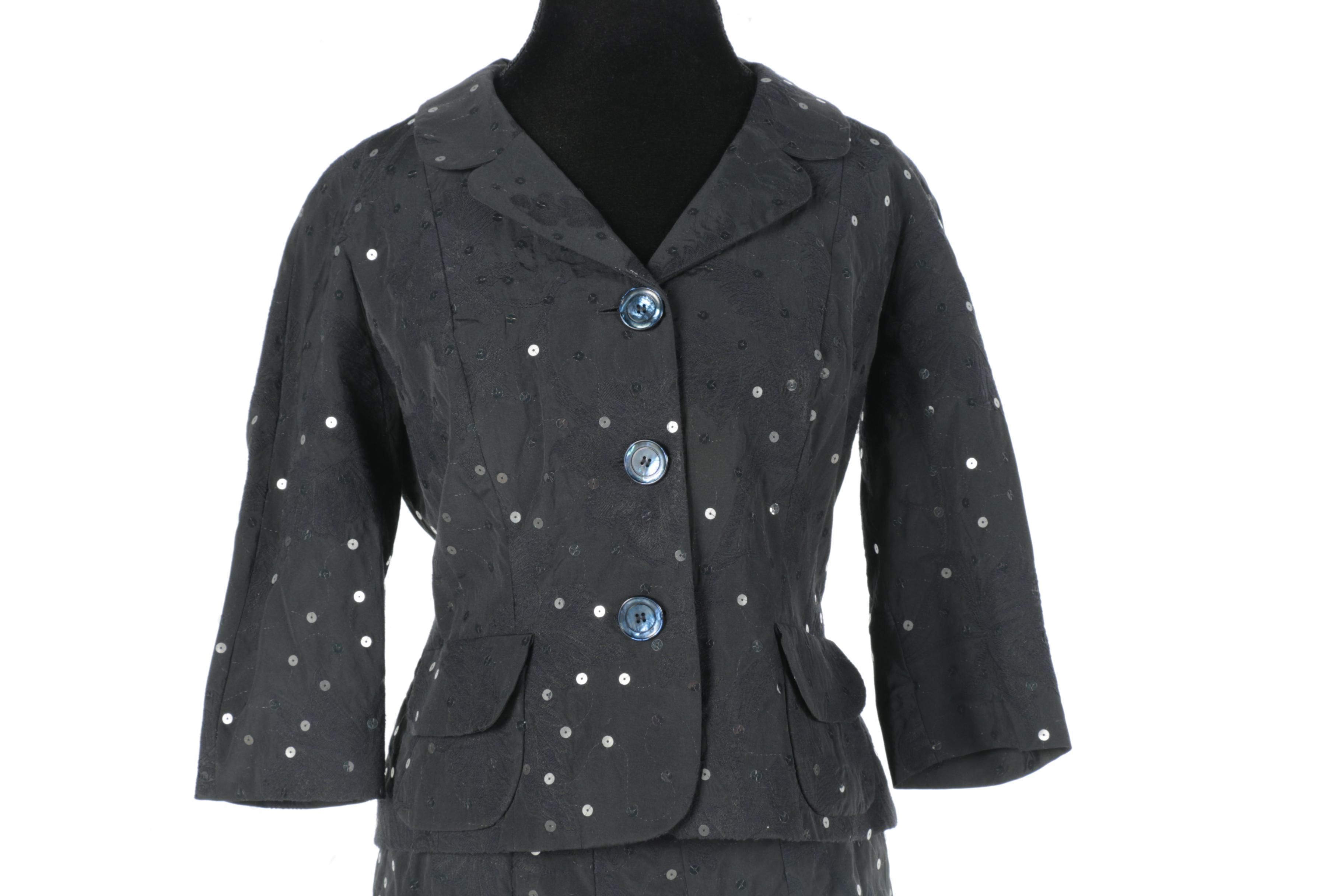 Sonia Bogner Black Sequins Skirt Suit