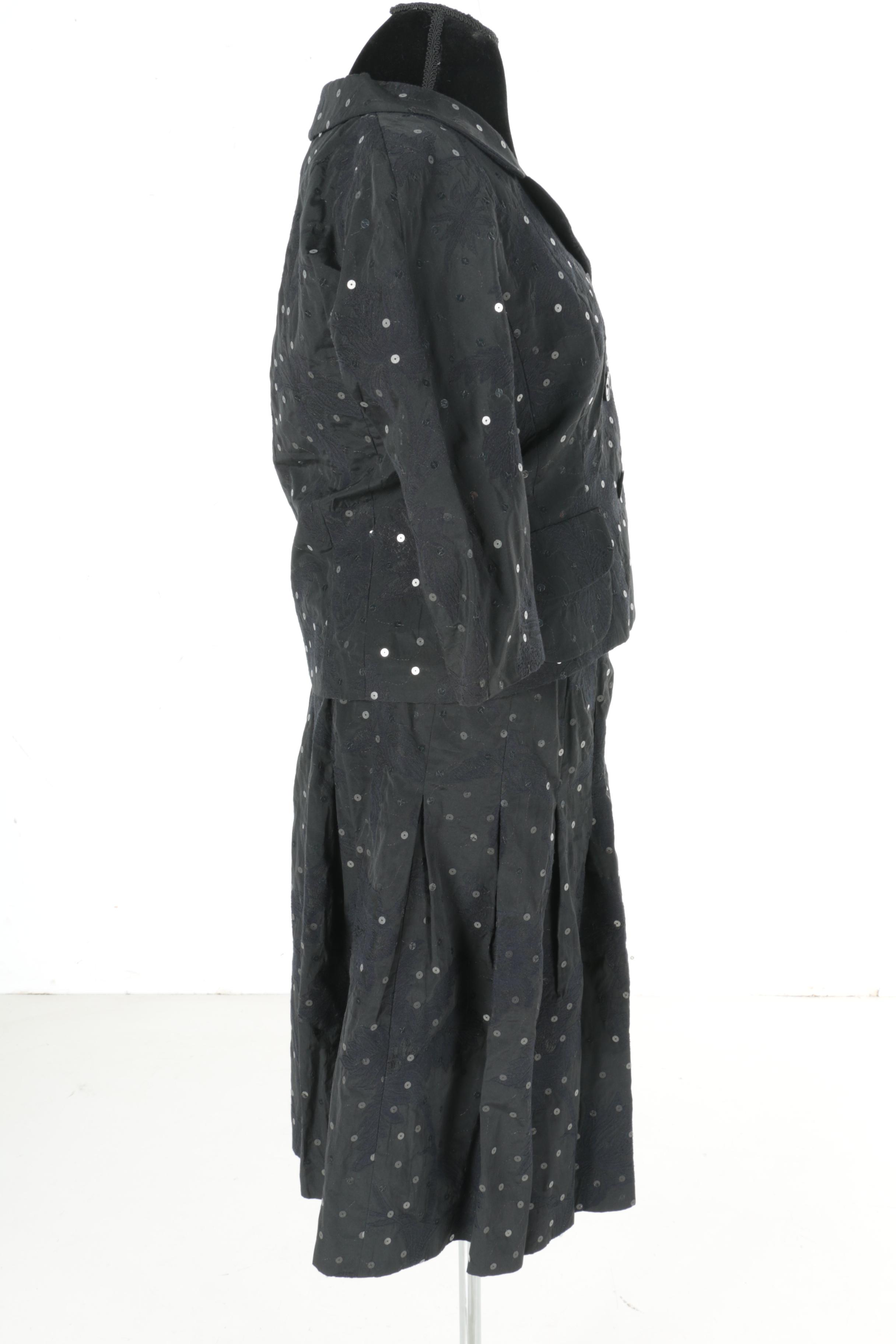 Sonia Bogner Black Sequins Skirt Suit