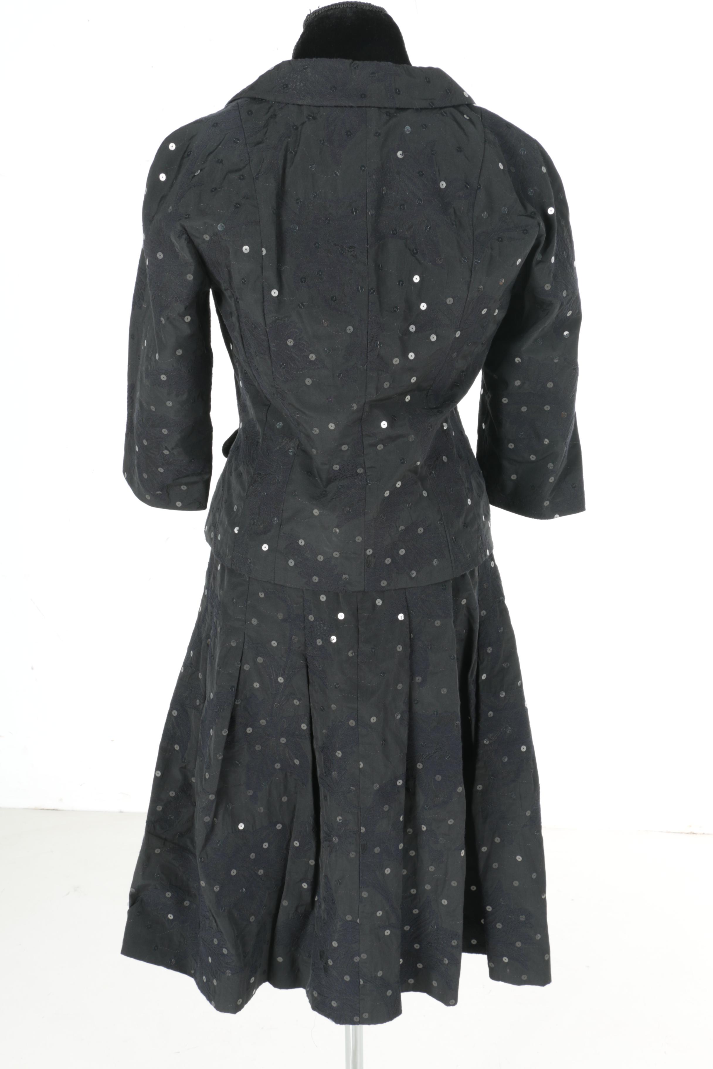 Sonia Bogner Black Sequins Skirt Suit