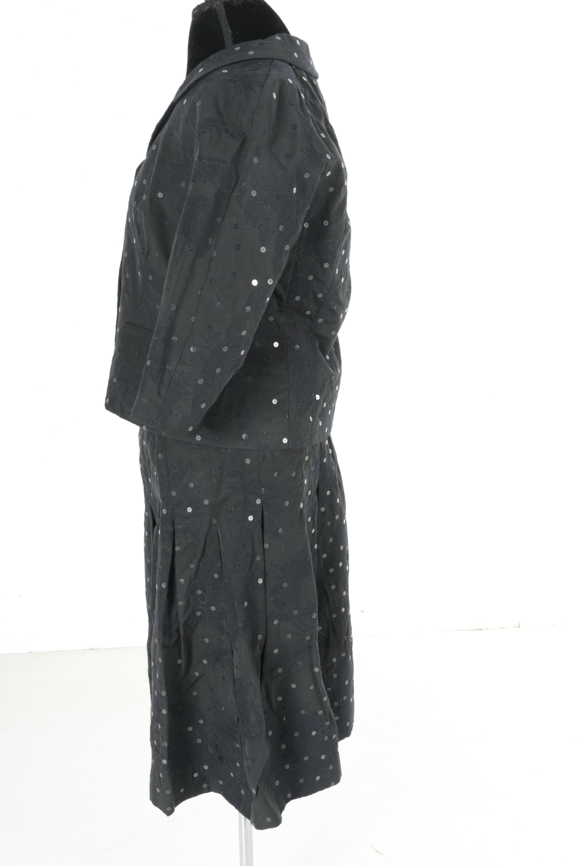 Sonia Bogner Black Sequins Skirt Suit