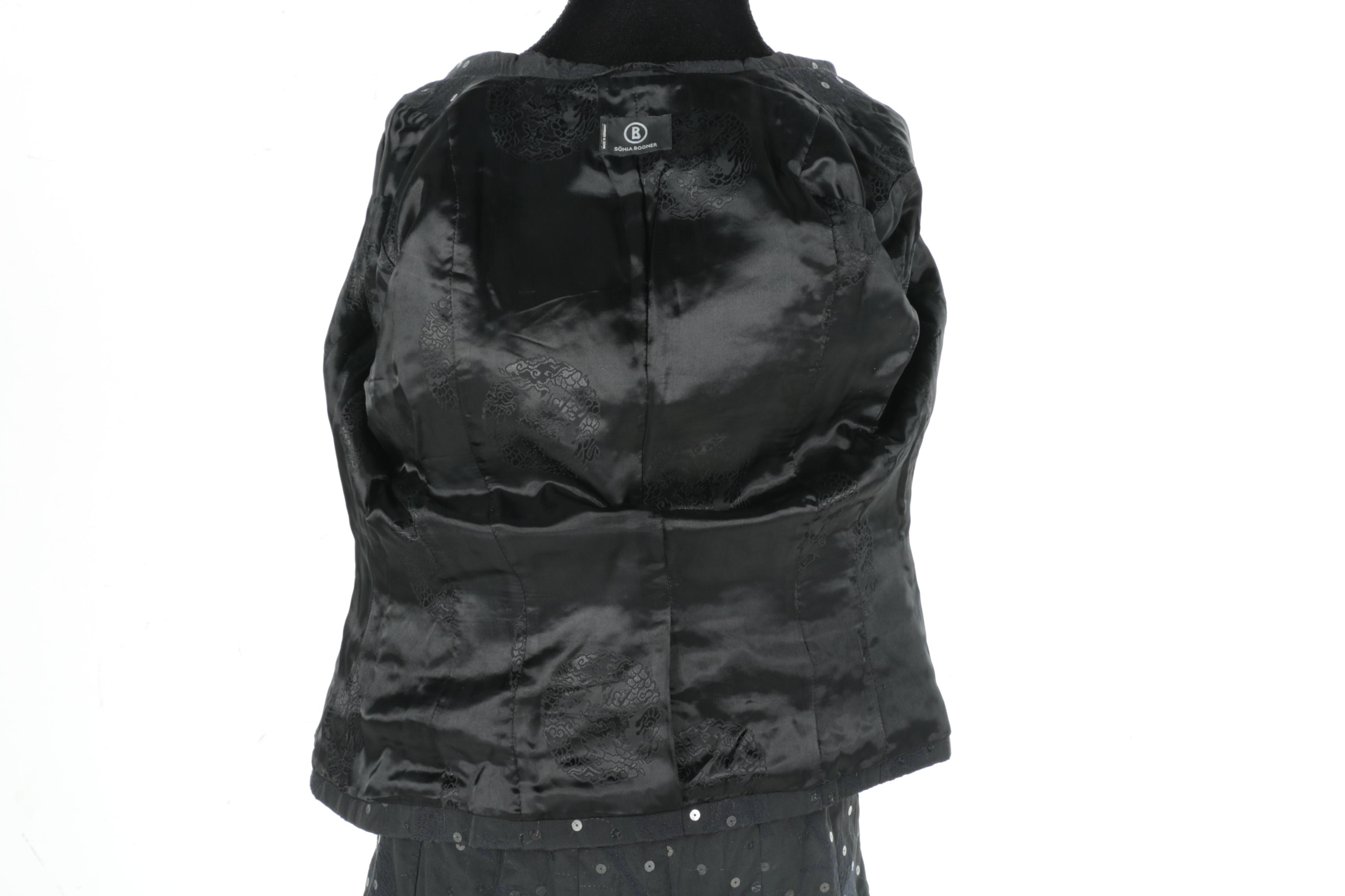 Sonia Bogner Black Sequins Skirt Suit