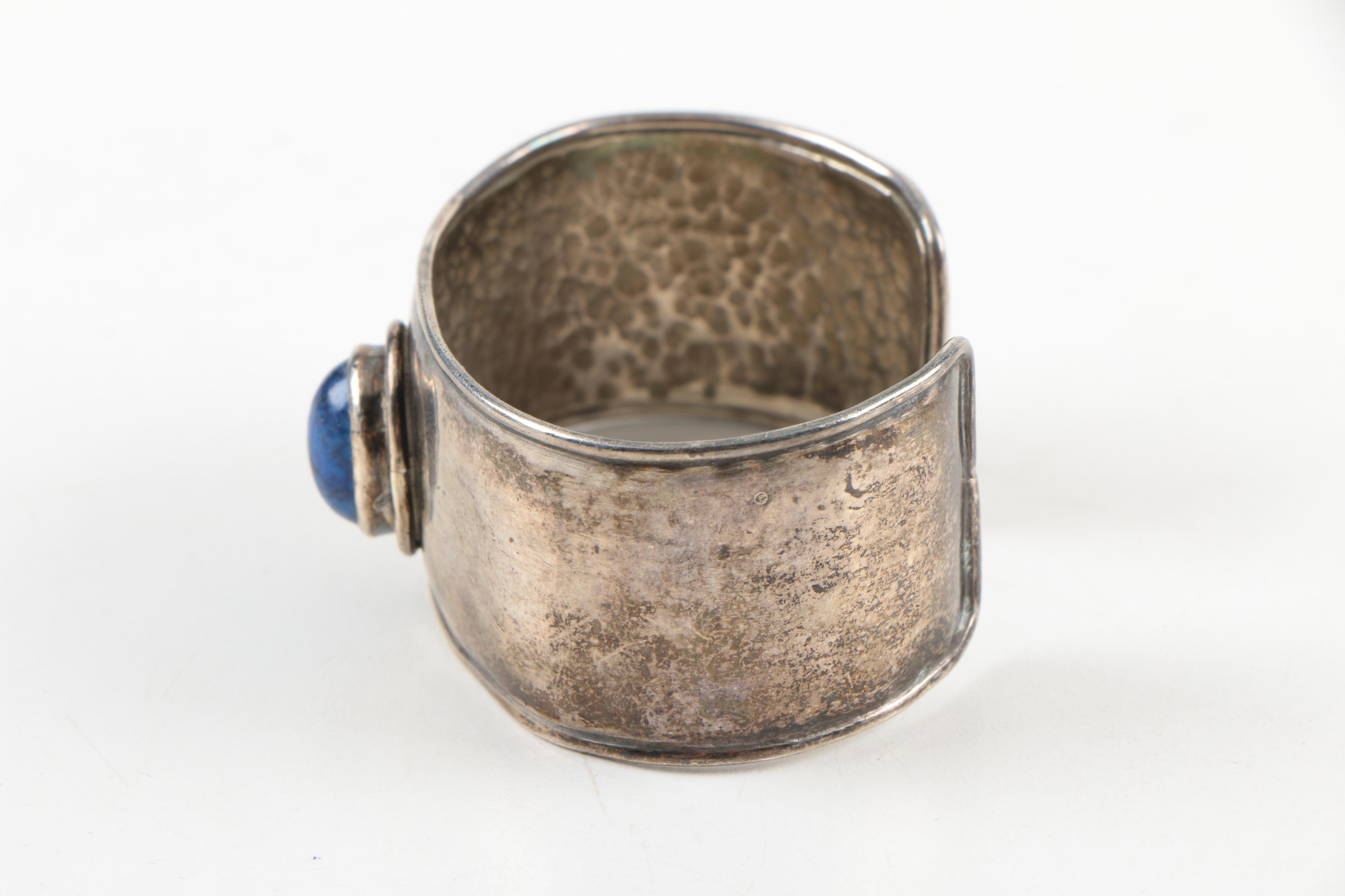 Sterling Silver Lapis Lazuli Hammered Cuff