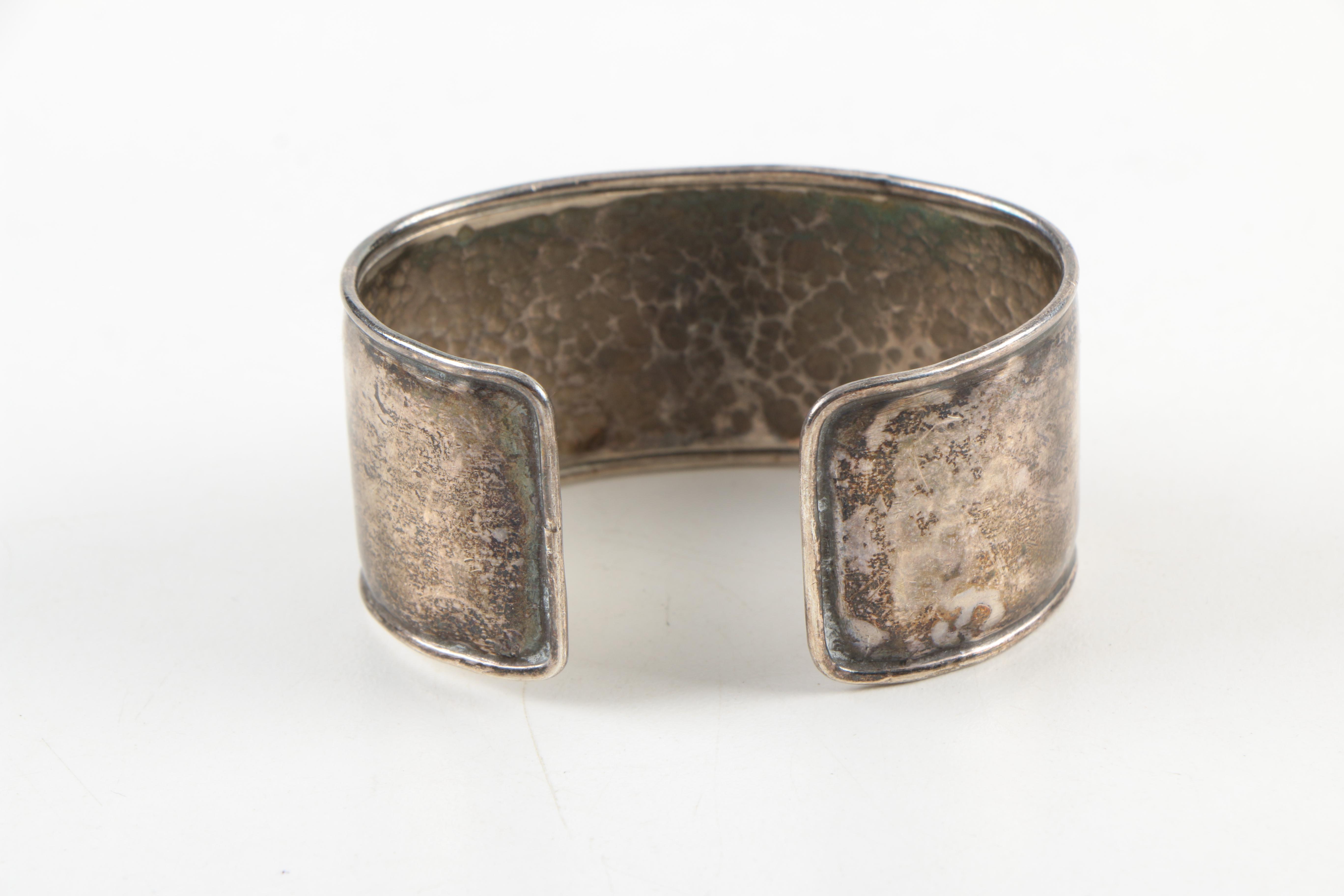 Sterling Silver Lapis Lazuli Hammered Cuff