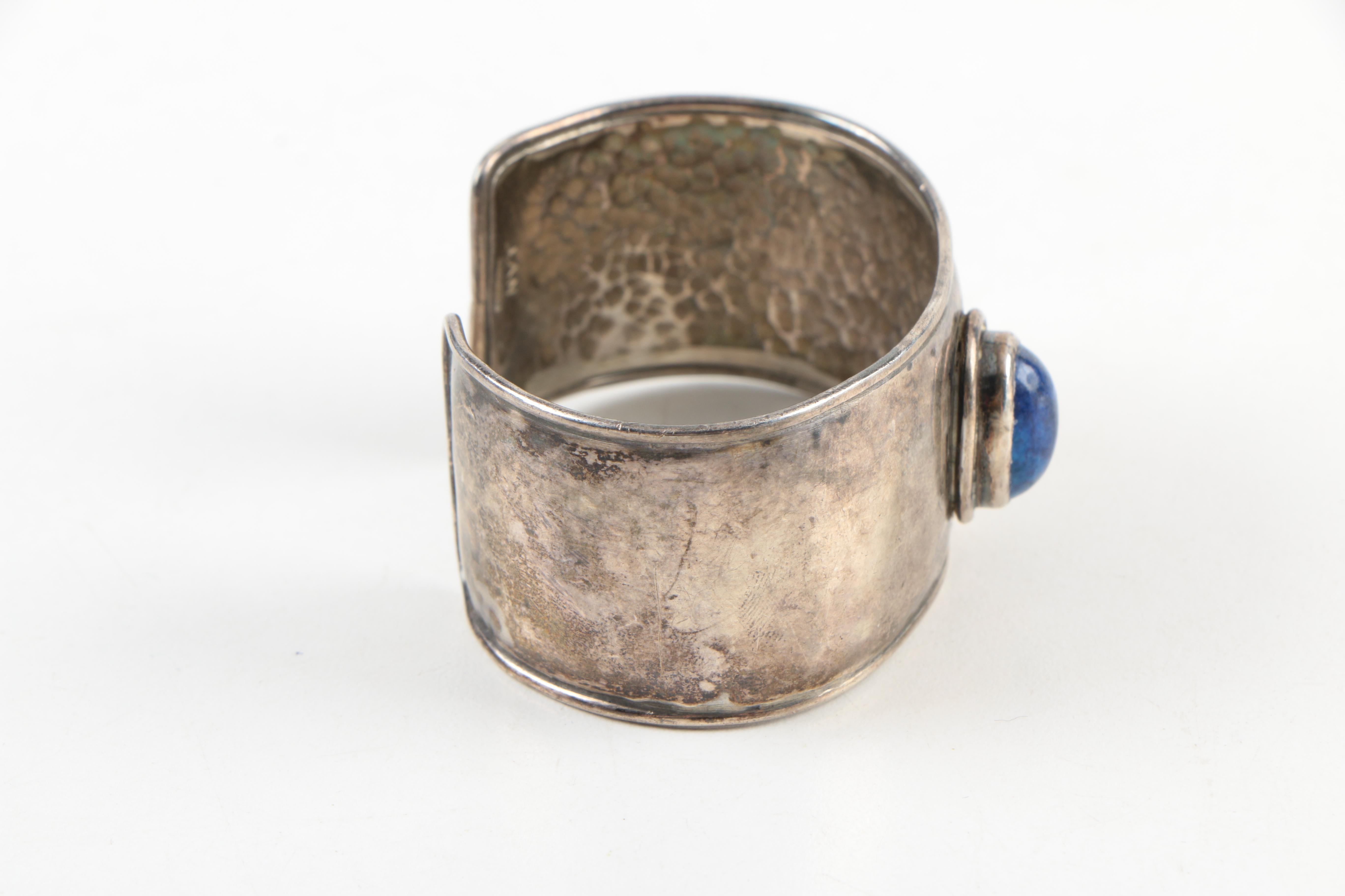 Sterling Silver Lapis Lazuli Hammered Cuff