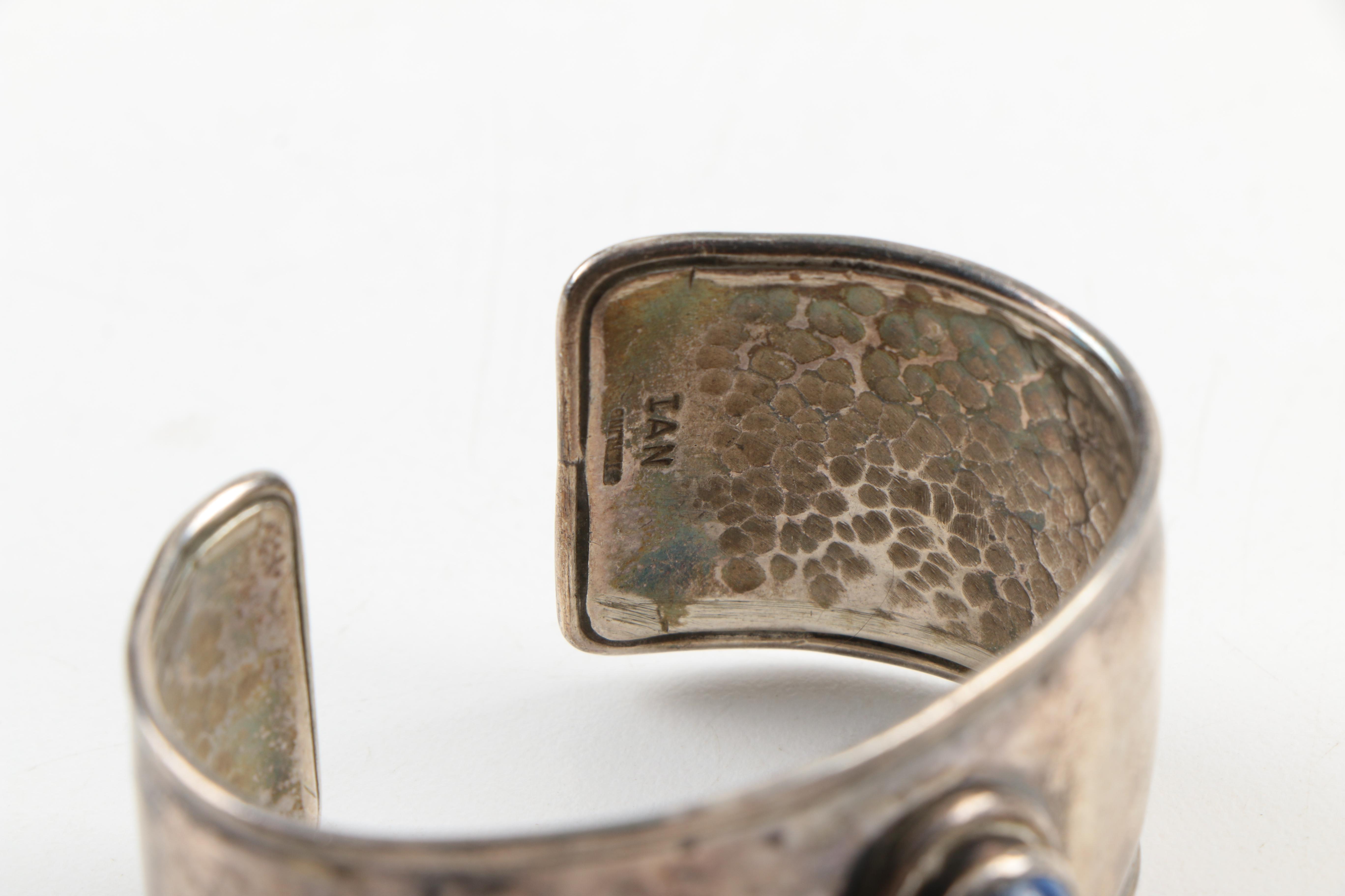 Sterling Silver Lapis Lazuli Hammered Cuff