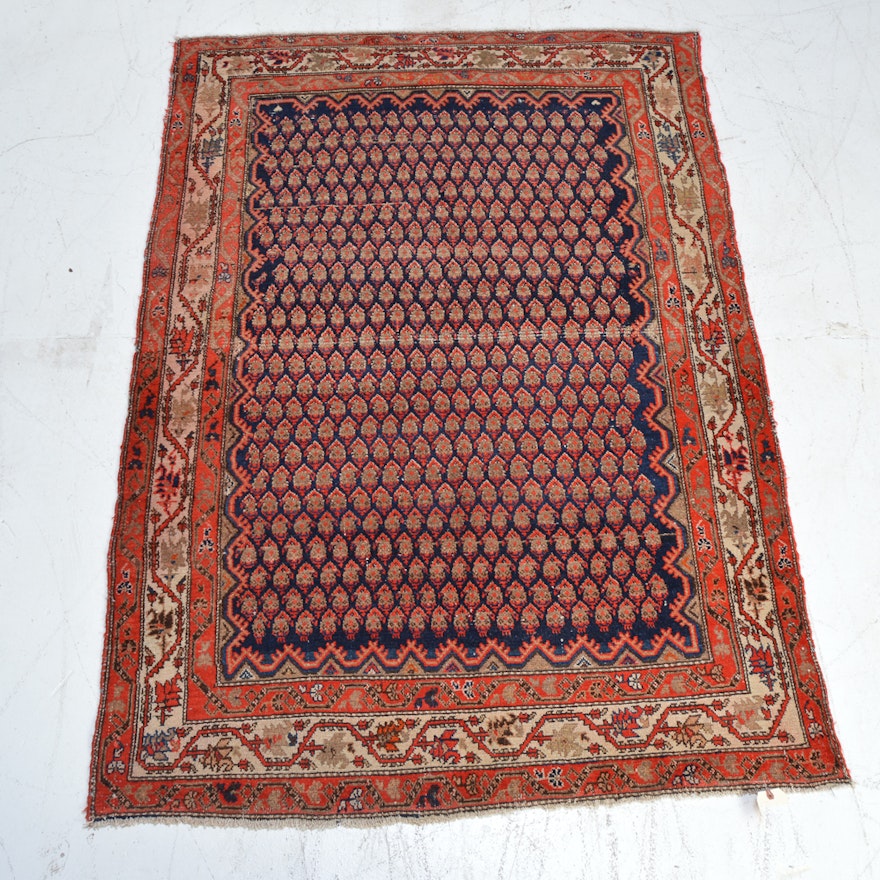 Hand-Knotted Persian Seraband Mir-a-Boteh Area Rug