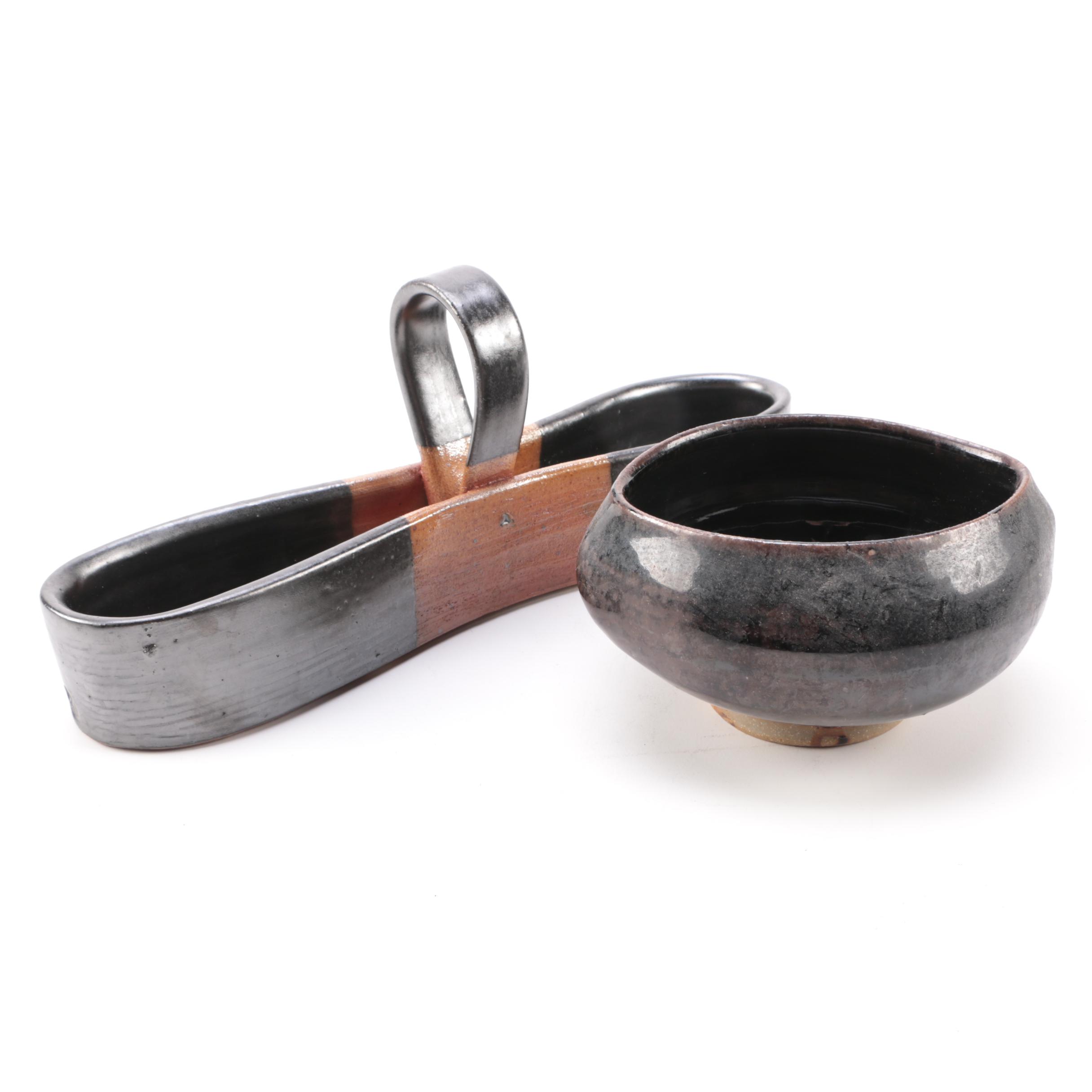 Joe Molinaro Art Pottery Bowl and Basket