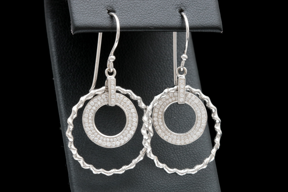 Sterling Silver and Cubic Zirconia Dangle Earrings