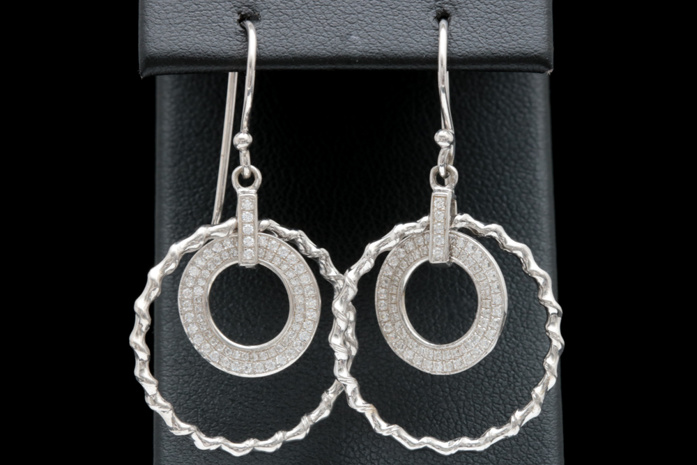 Sterling Silver and Cubic Zirconia Dangle Earrings