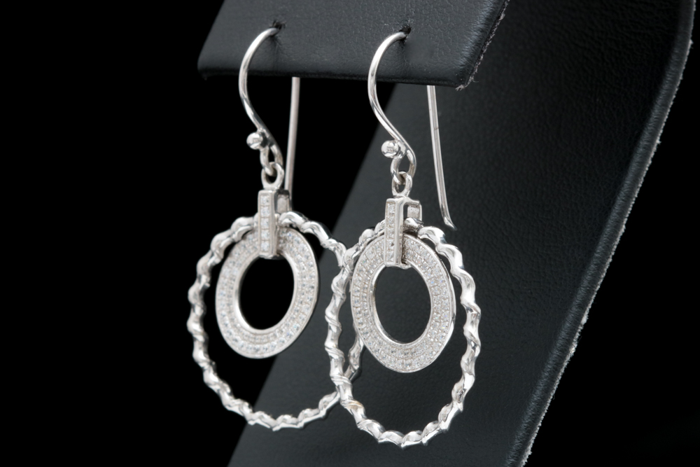 Sterling Silver and Cubic Zirconia Dangle Earrings