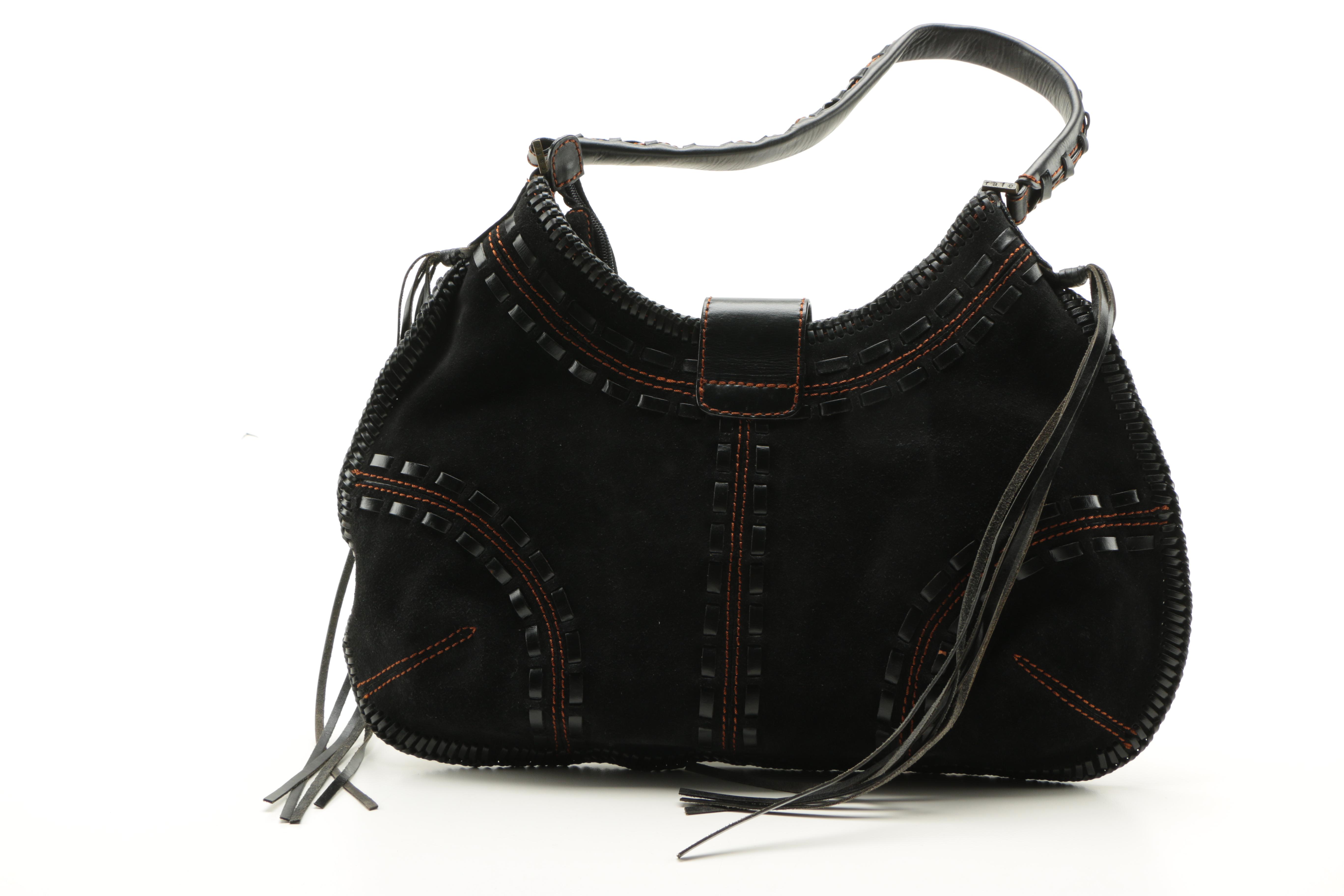Rafe Black Suede Fringe Hobo Bag