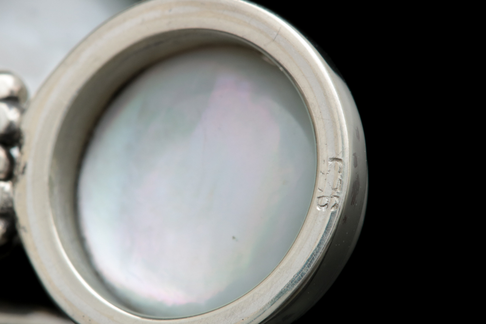 Sterling Silver and Blue Mabé Pearl Dangle Earrings