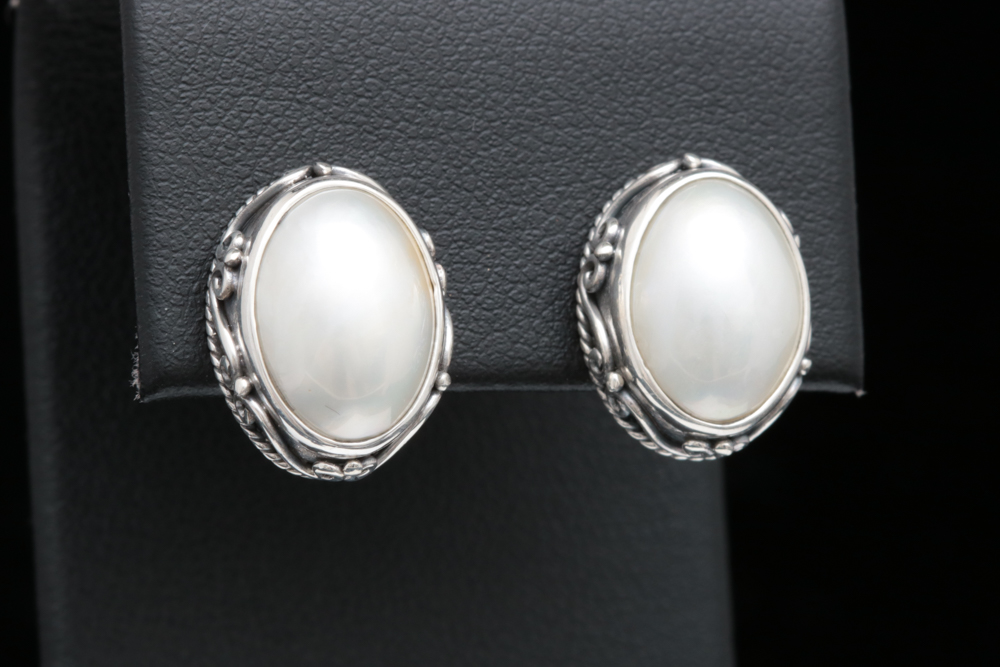 Sterling Silver and Mabe Pearl Earrings