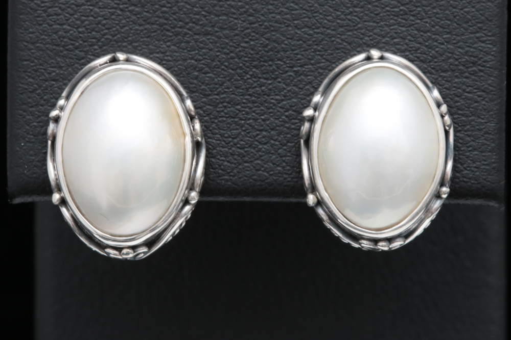Sterling Silver and Mabe Pearl Earrings
