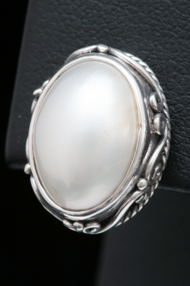 Sterling Silver and Mabe Pearl Earrings