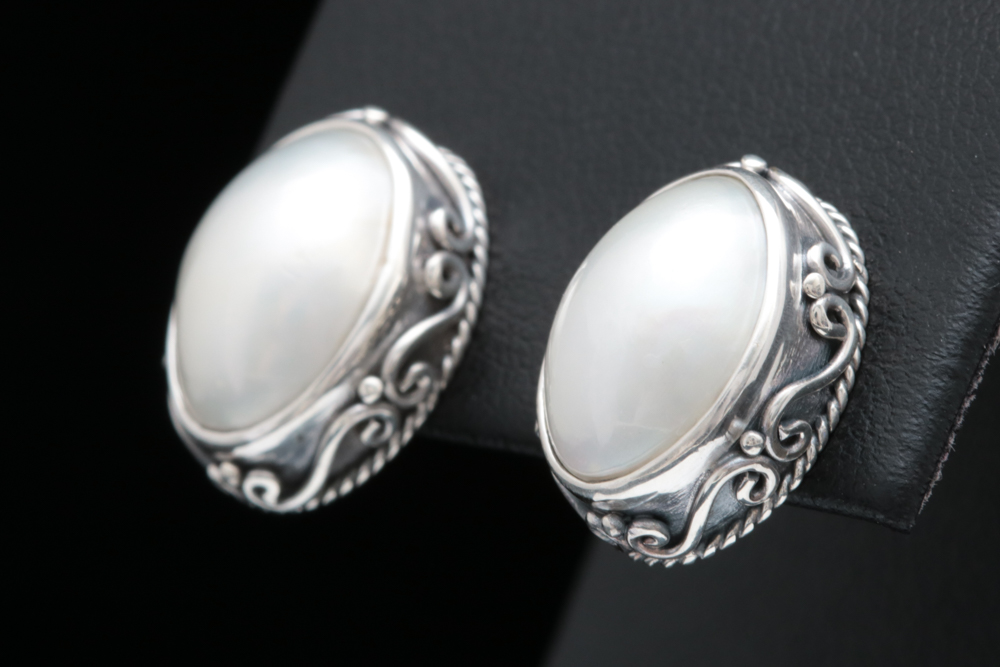 Sterling Silver and Mabe Pearl Earrings