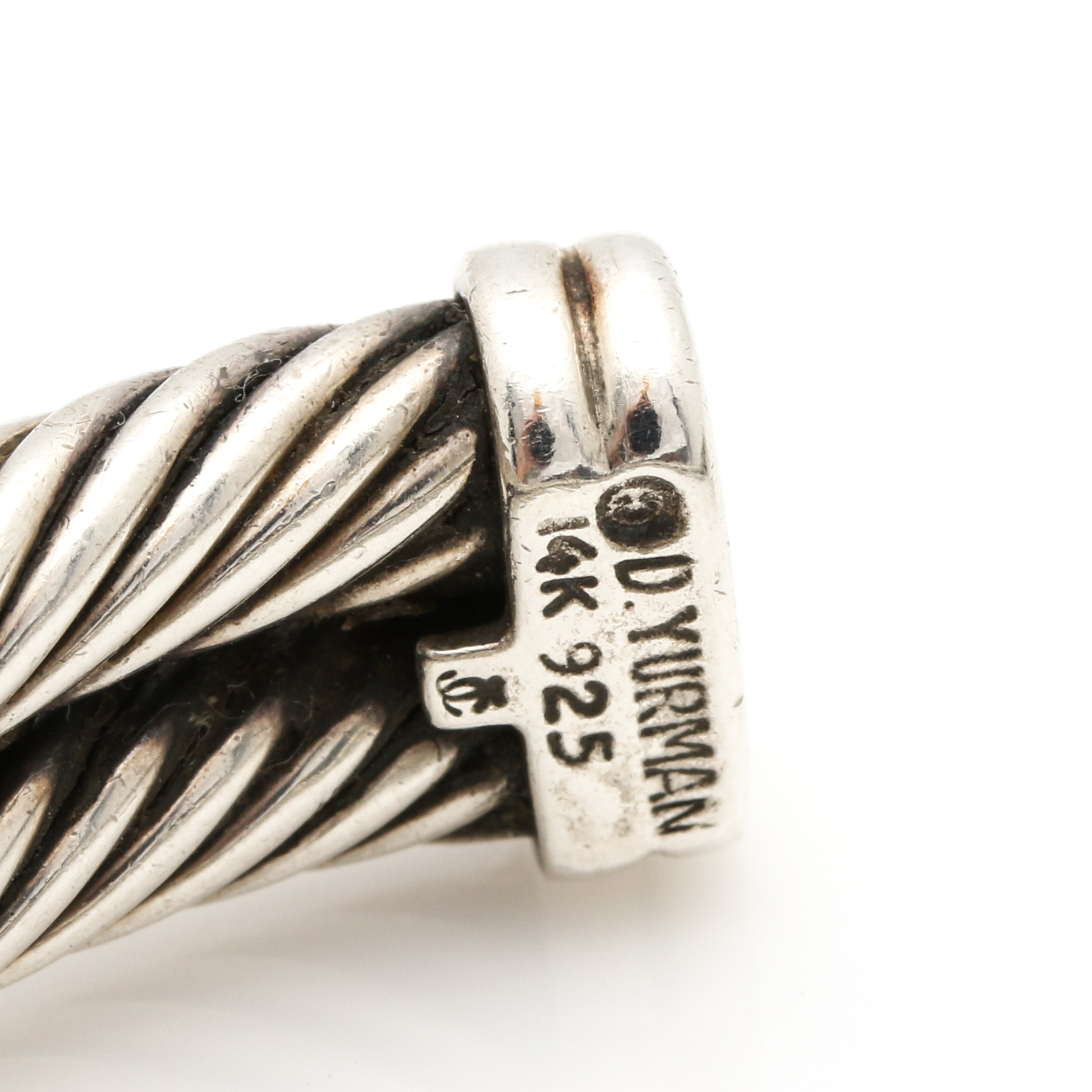 David Yurman Sterling Silver Double Cable Cuff With 14K Yellow Gold X