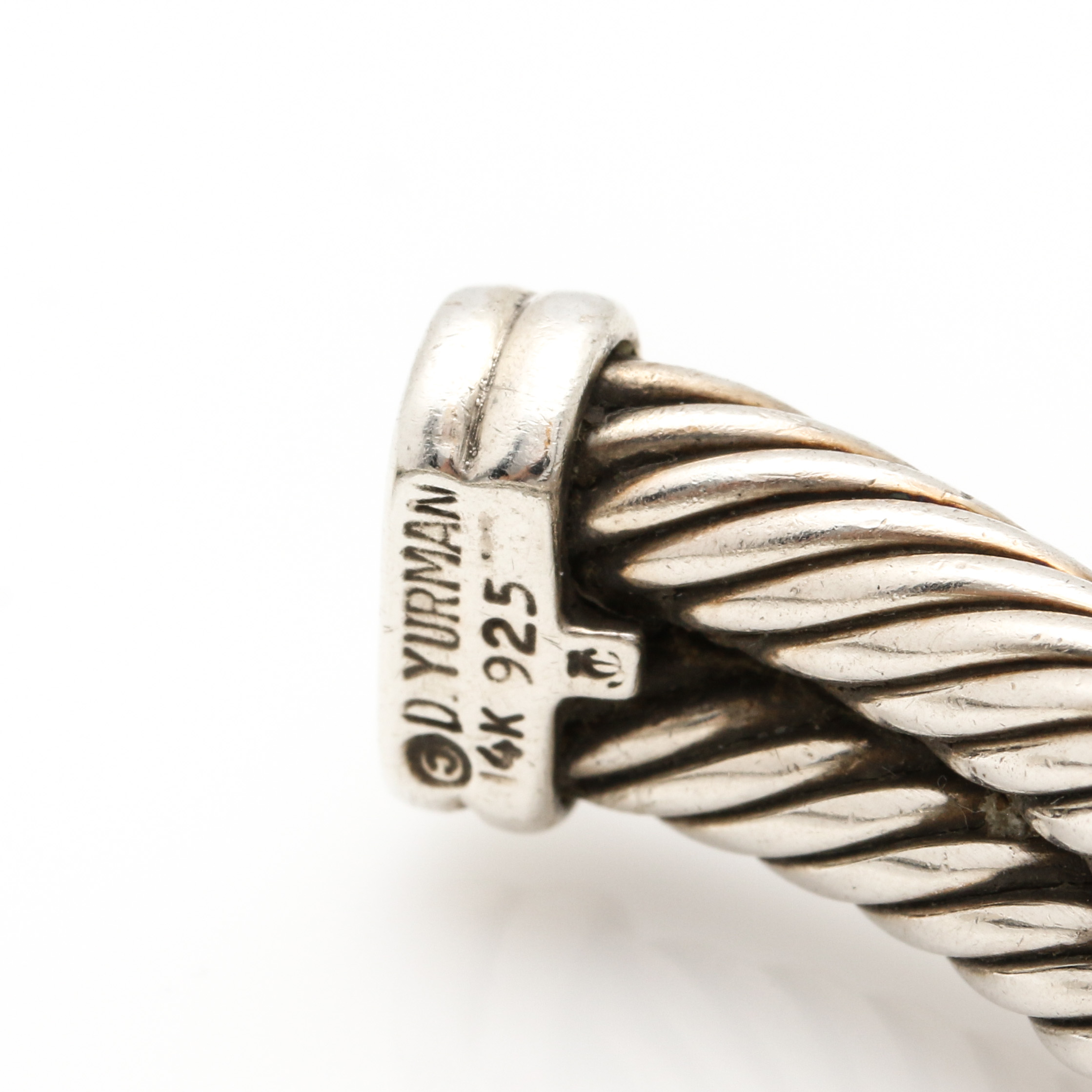 David Yurman Sterling Silver Double Cable Cuff With 14K Yellow Gold X