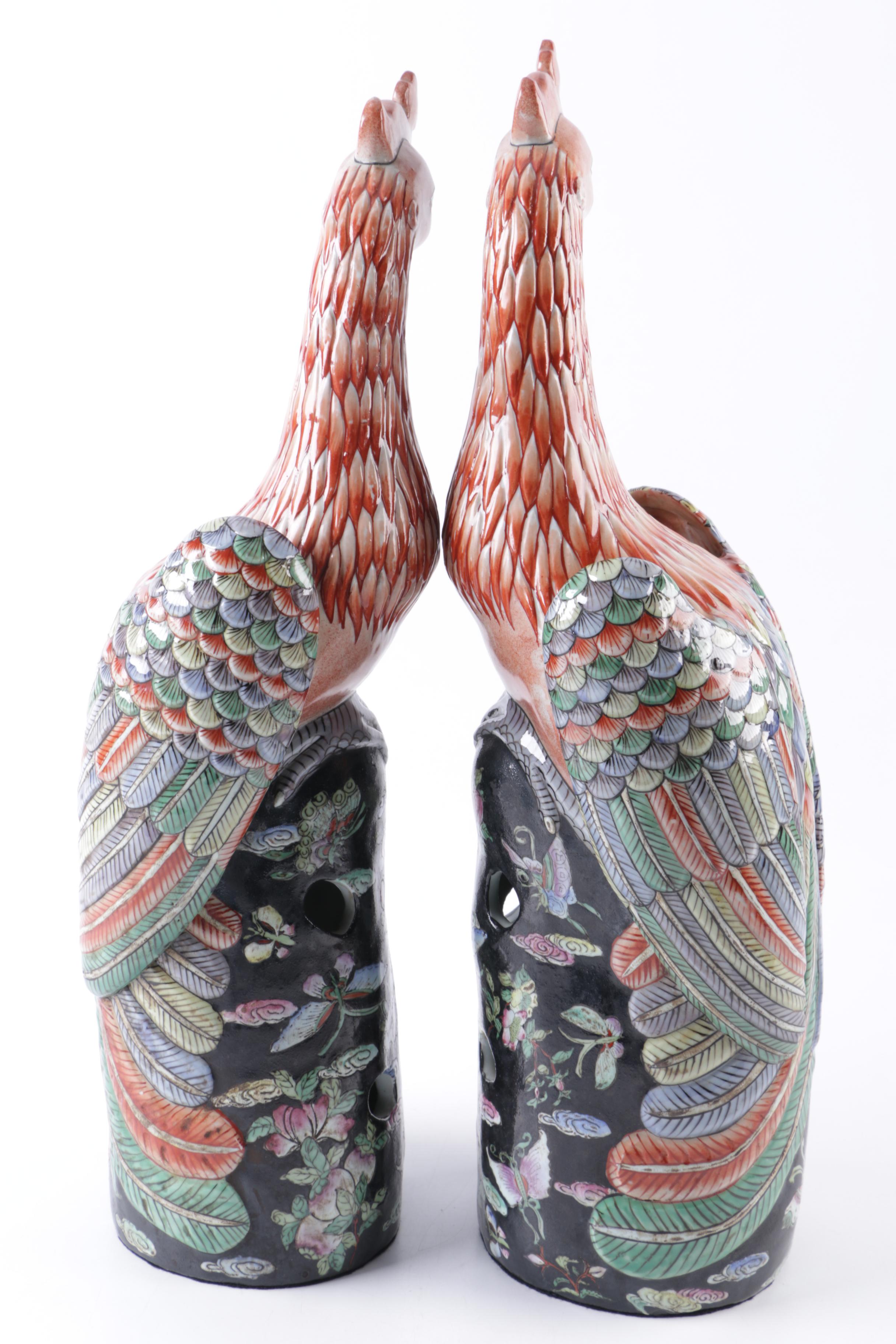 Chinese Porcelain Phoenix Figurines