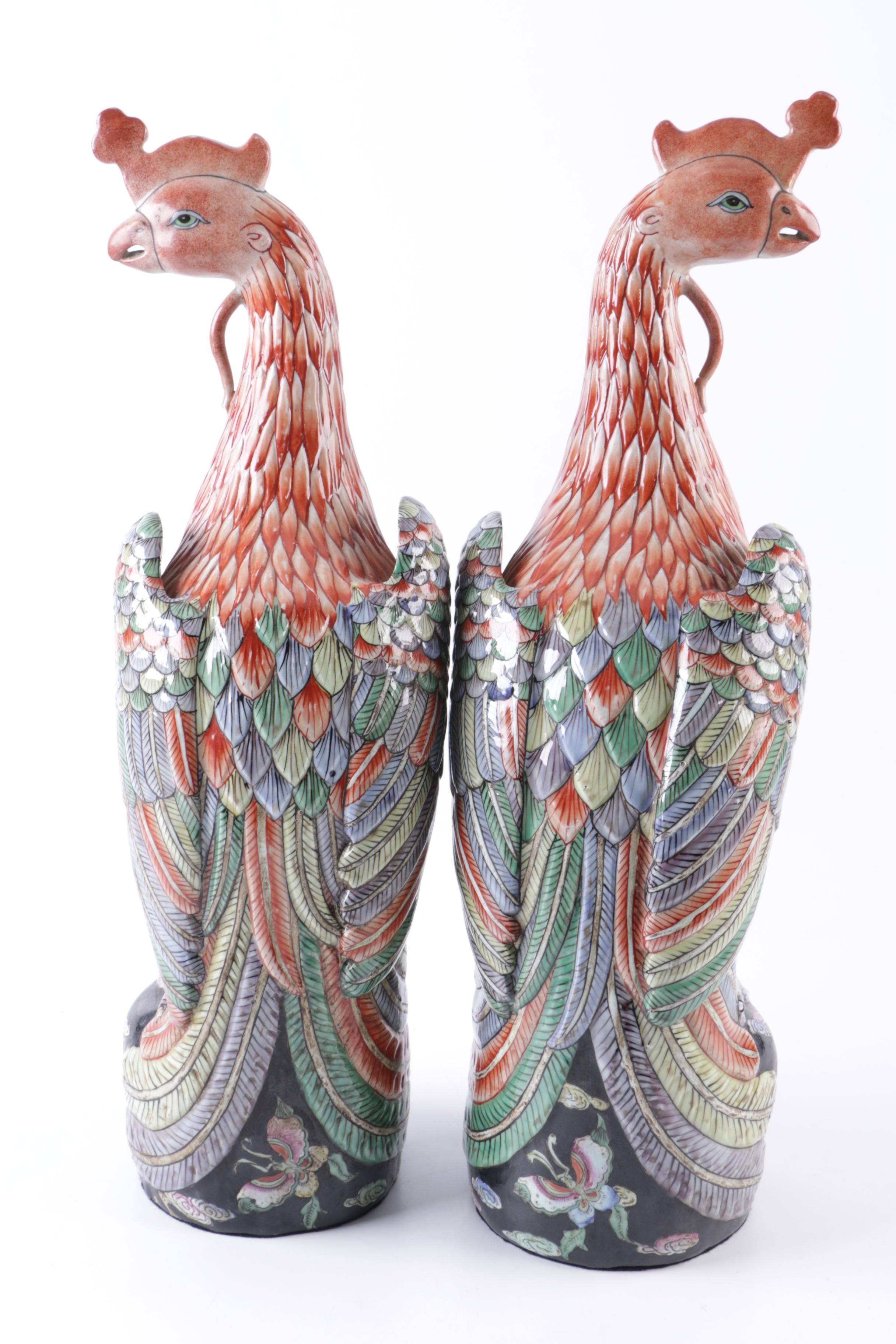 Chinese Porcelain Phoenix Figurines