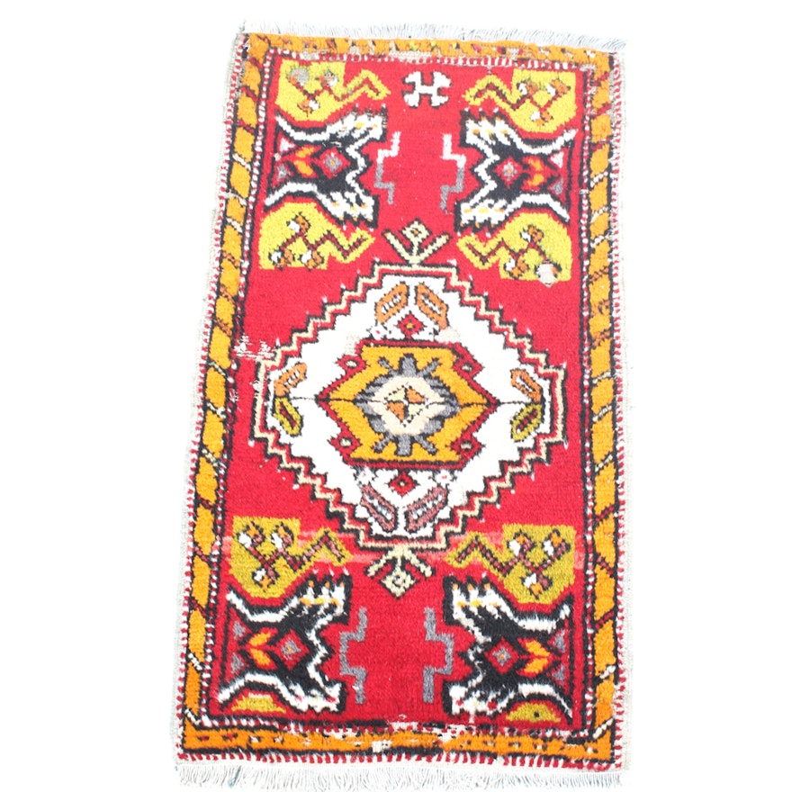 Semi-Antique Hand-Knotted Anatolian Village Accent Rug