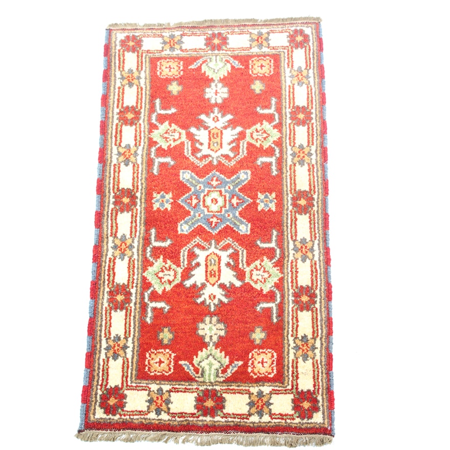 Hand-Knotted Indo-Caucasian Kazak Accent Rug
