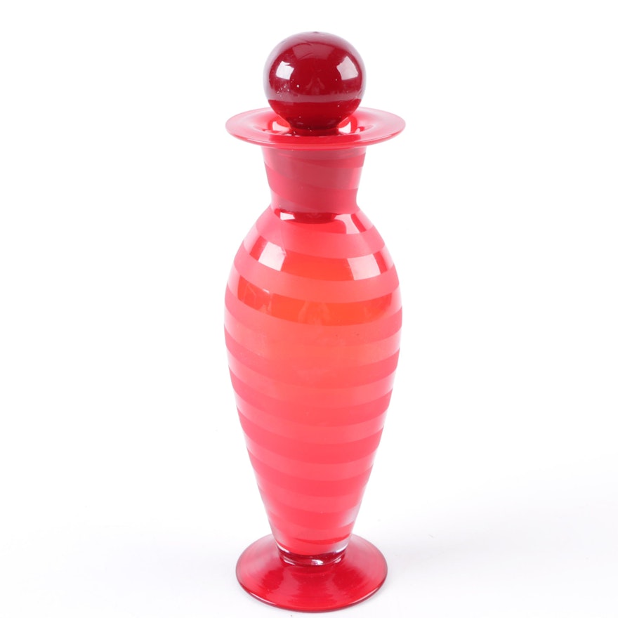 Red Glass Vase with Stopper