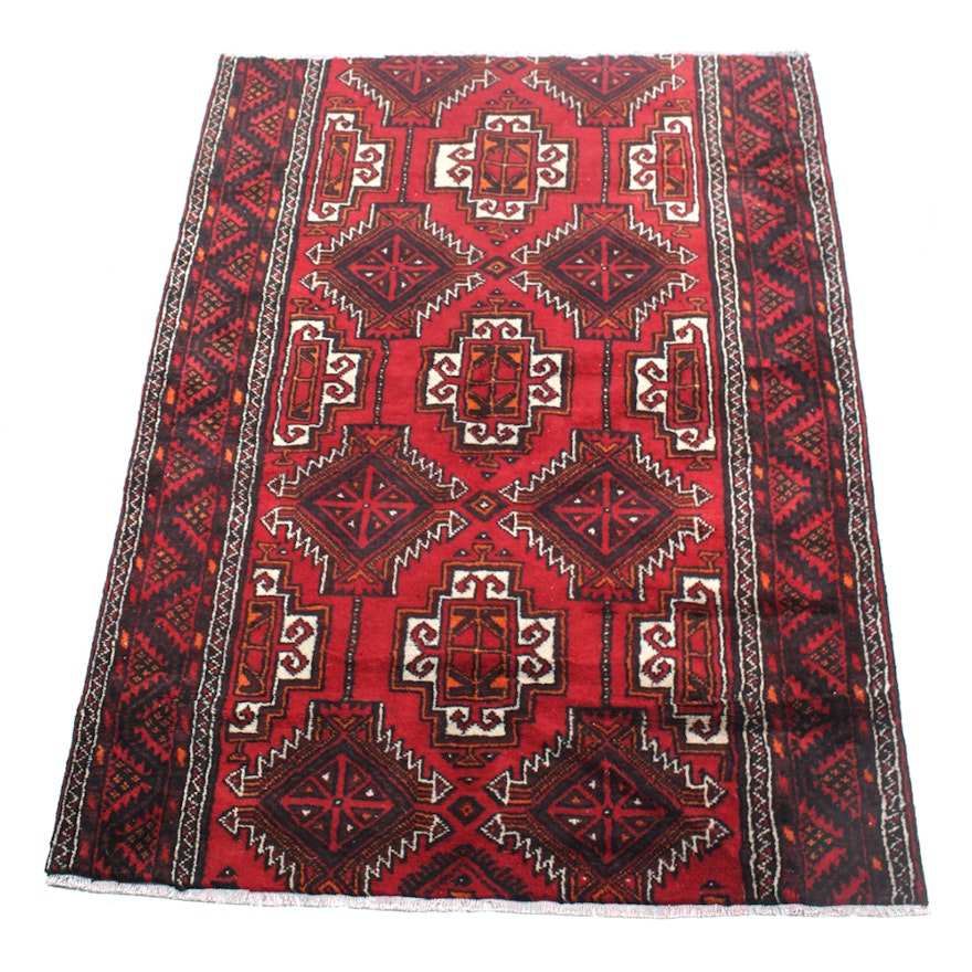Semi-Antique Hand-Knotted Persian Baluch Rug