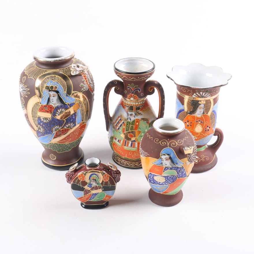 Collection of Japanese Satsuma  Ceramic Vases