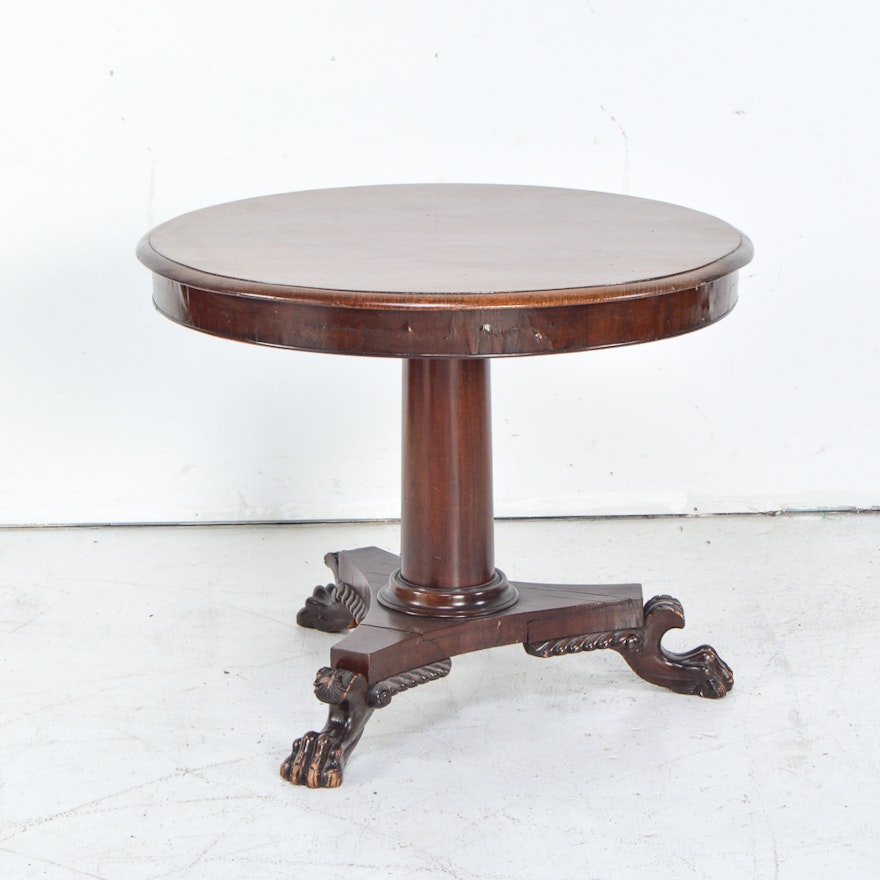 Vintage Lion Paw Pedestal Table