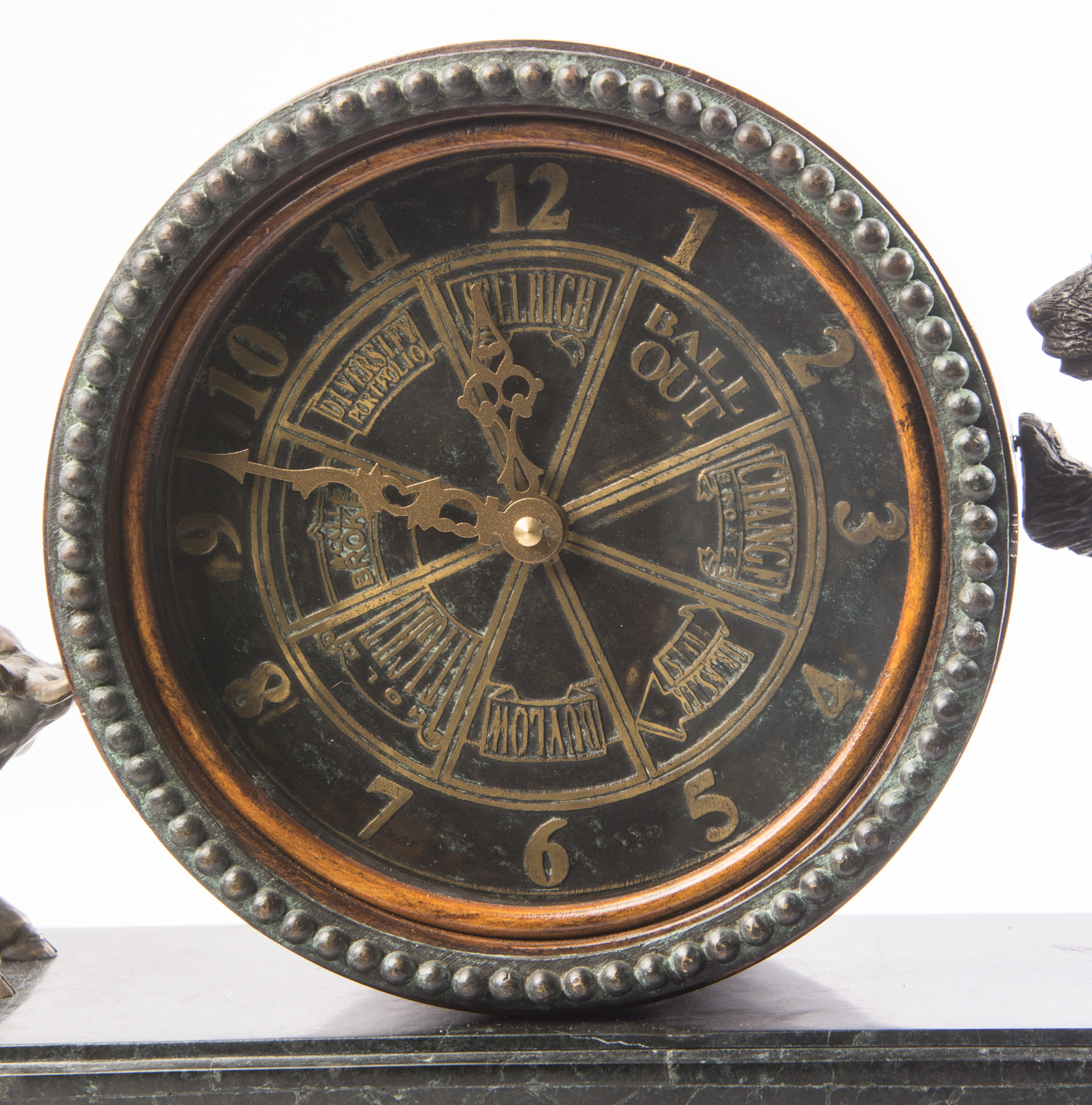 Maitland-Smith Bull and Bear Desk Clock