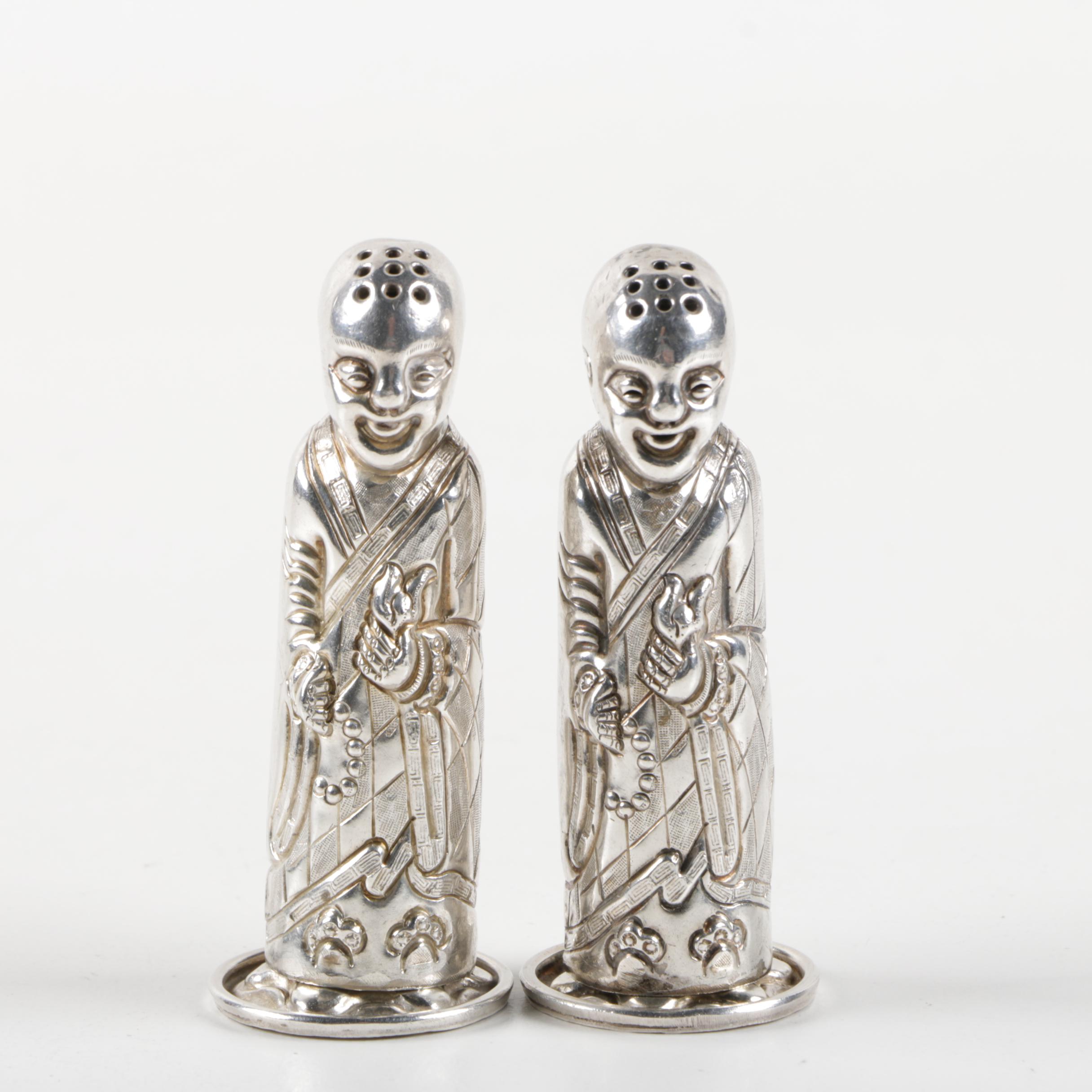 Sterling Monk Salt Shakers